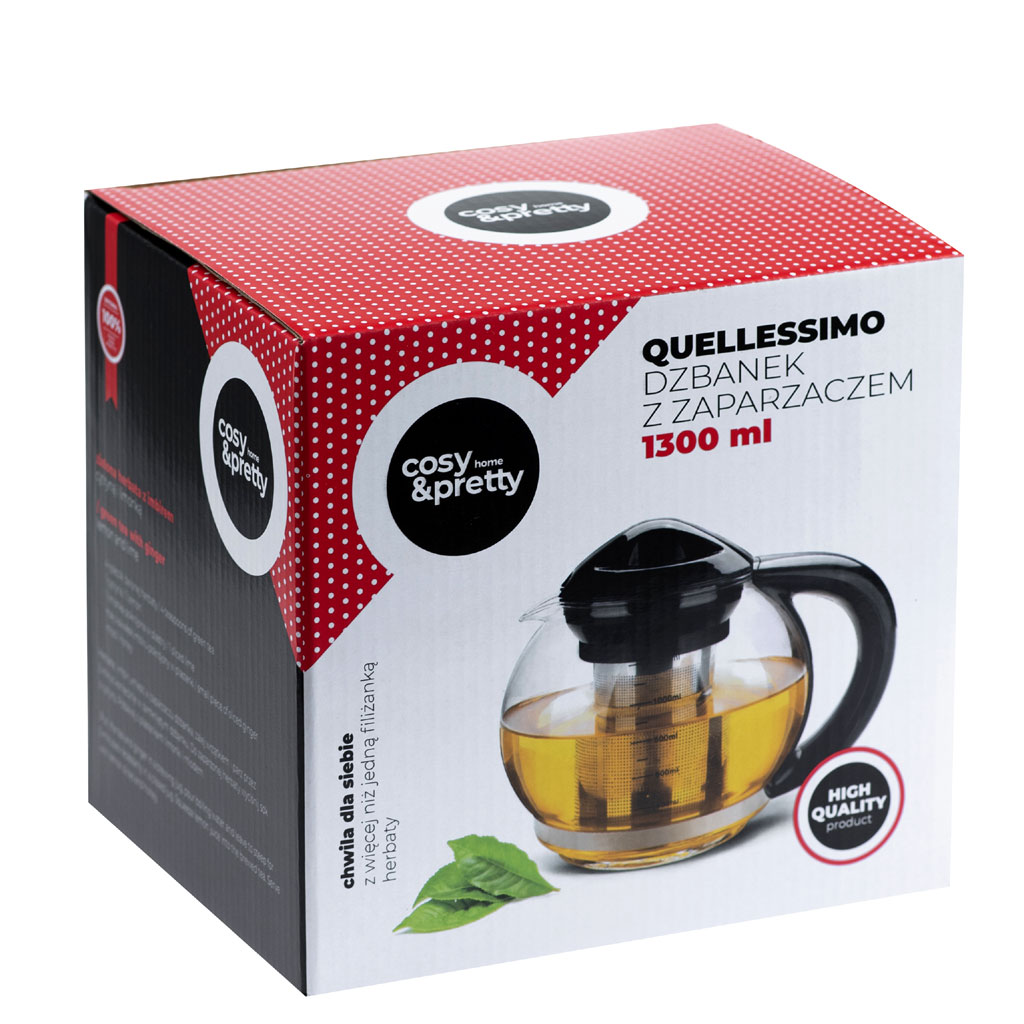 DZBANEK Z ZAPARZACZEM ŻAROODPORNY CZARNY 1300 ml QUELLESSIMO COSY & PRETTY Linia Quellessimo
