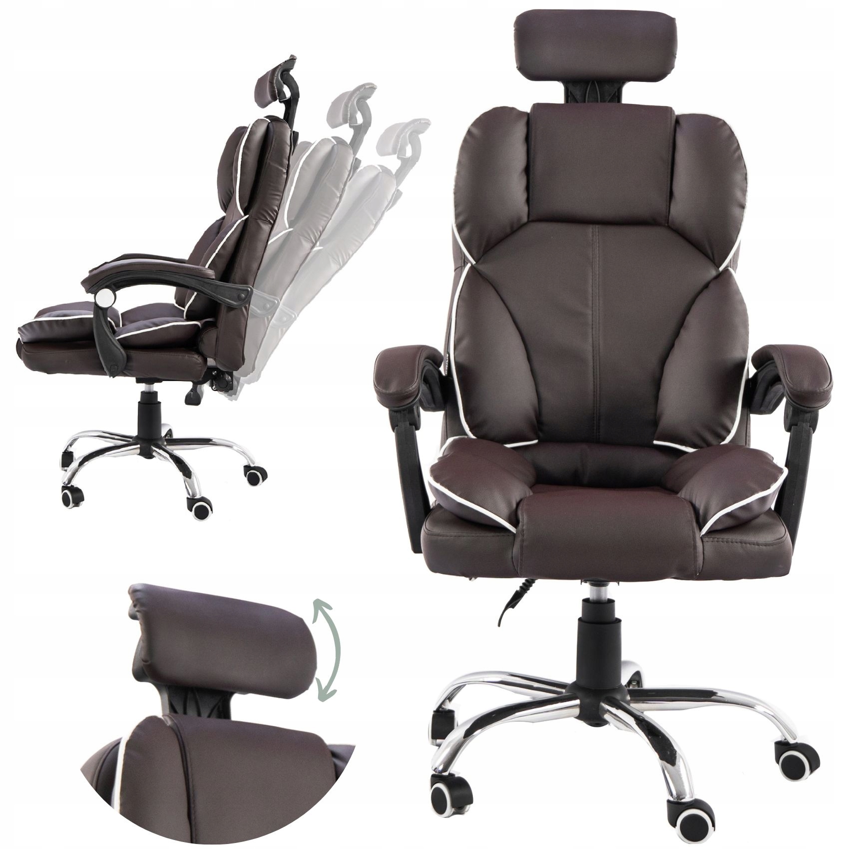 Otočné Kancelárske Kreslo, Kancelárska Stolička Do Kancelárie, Hnedá Opierka Hlavy