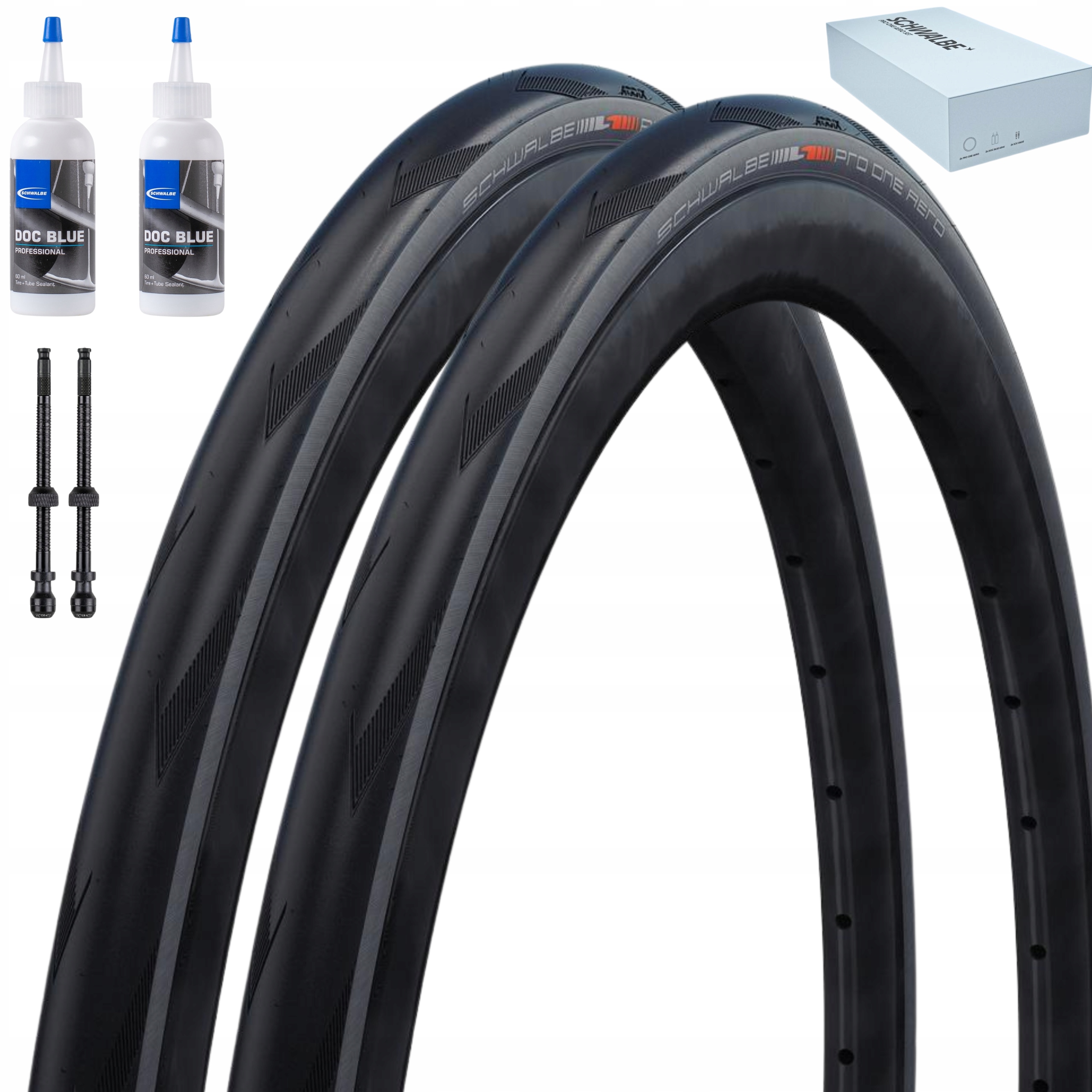 Zestaw opon szosowych Schwalbe Pro One Aero Set 700x28C Mleczko Wentyle
