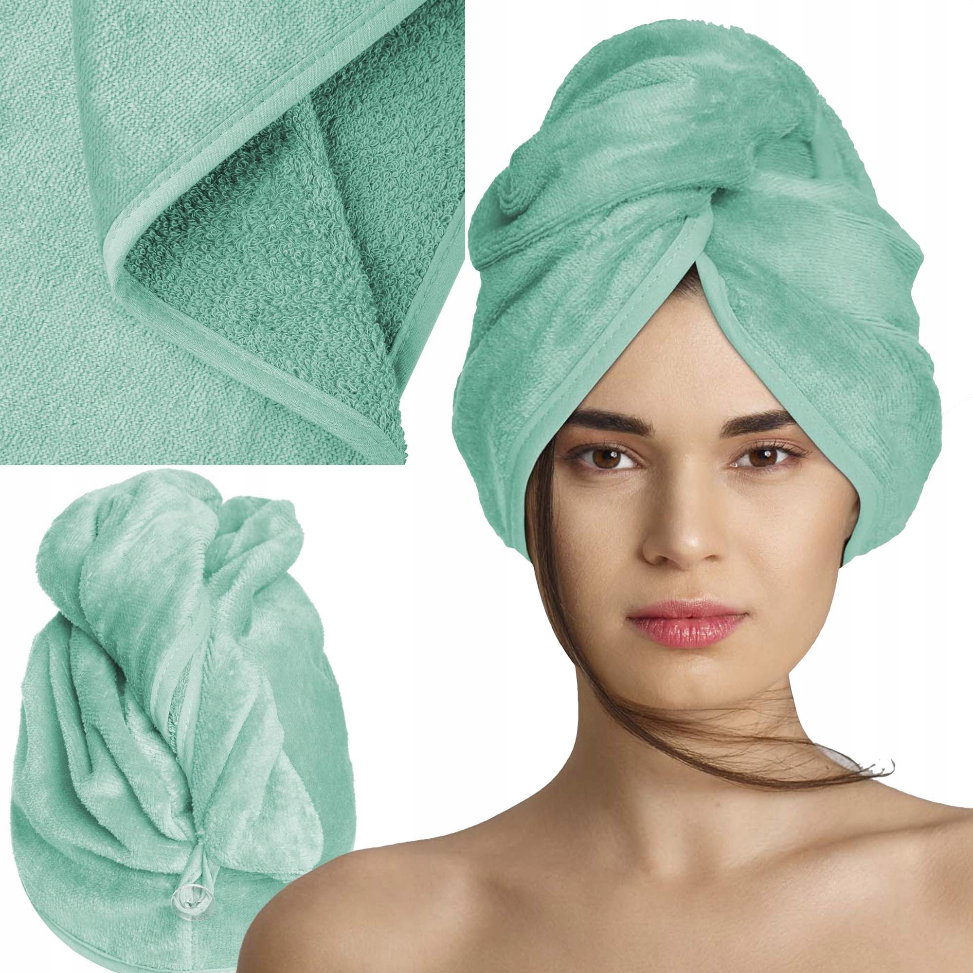 

Miętowy Ręcznik Welurowy Do Włosów Turban