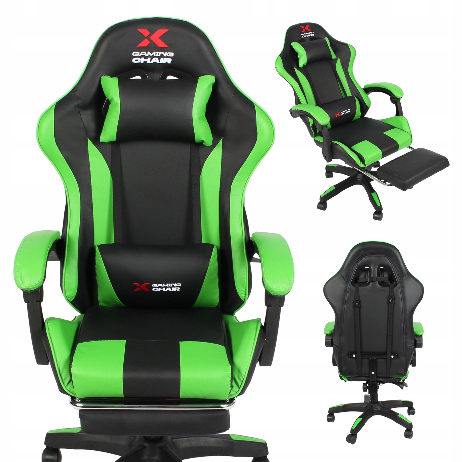 Fotel Gamingowy Biurowy Obrotowy Krzesło Gracza Xgaming Czarno Zielony