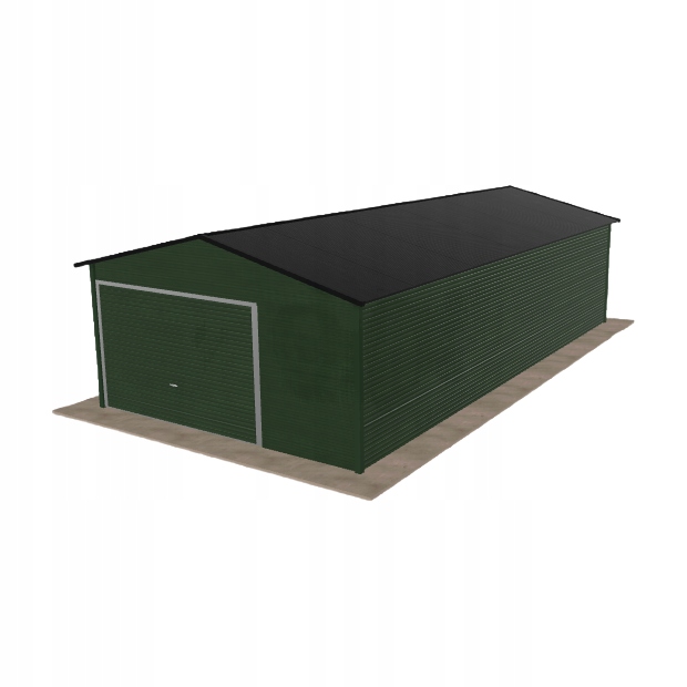 Plechová garáž 4.5 x 9 m jednopolohová, dvouspádová, zelená