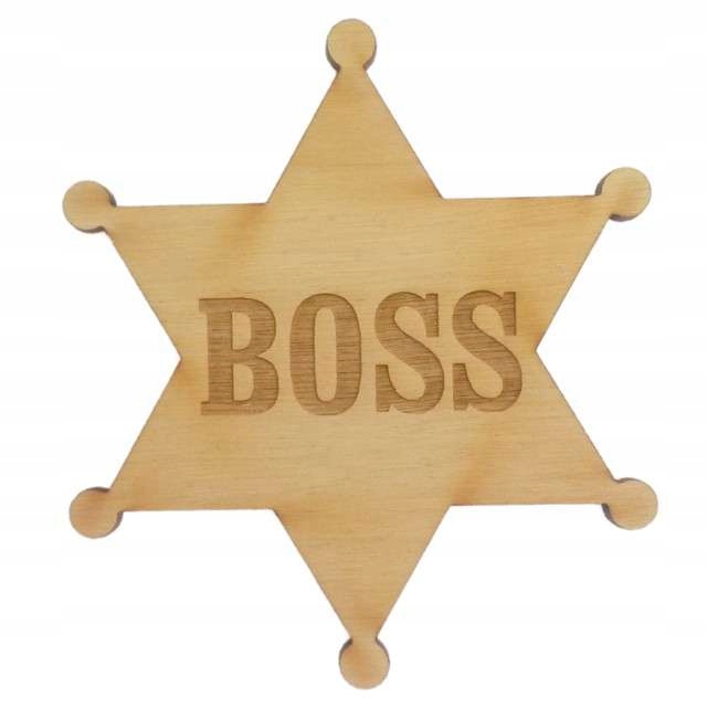 

drewniana odznaka Boss decoupage gadżet
