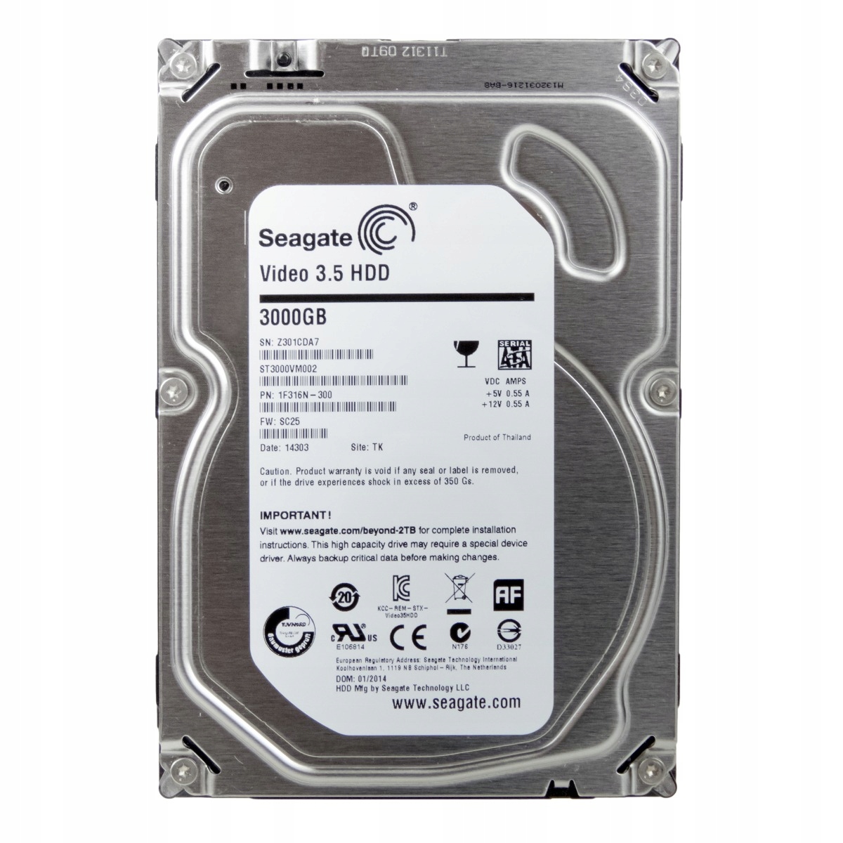 Seagate Video 3.5 Hdd 3TB 5.9K 64MB Sata III 3.5'' ST3000VM002