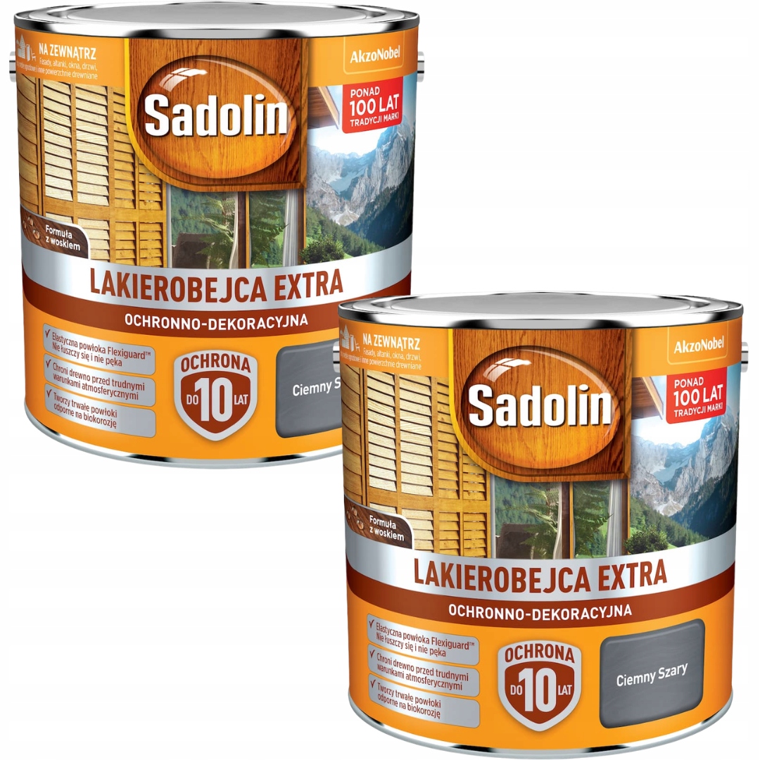 Set Sadolin Extra 2x2,5L Ochranný Lak Na Dřevo Tmavě Šedý 5L