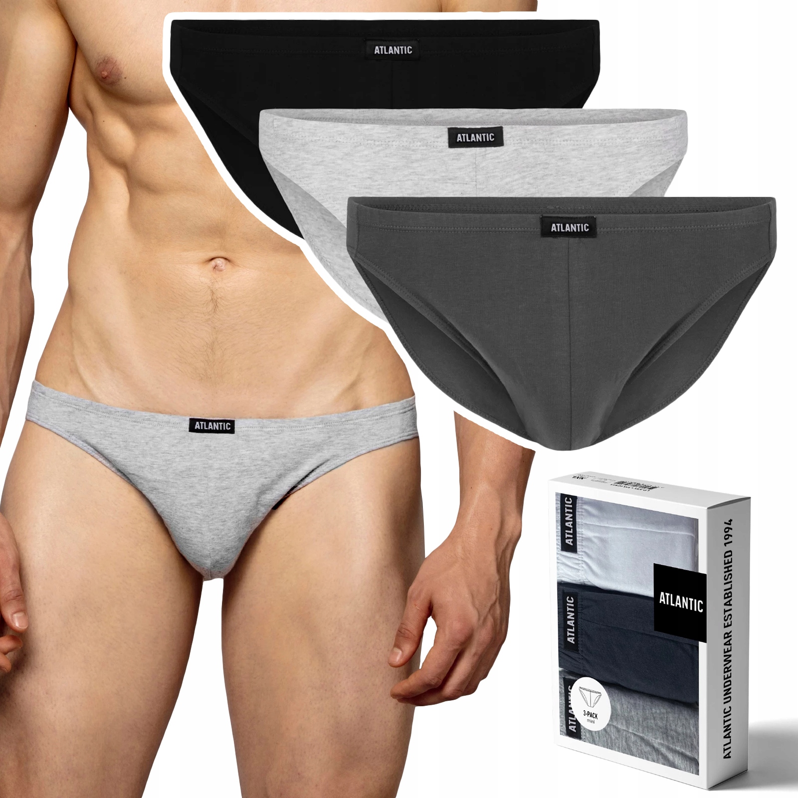 Pánské slipy 3 Páry mini Atlantic 3BMP-230 L