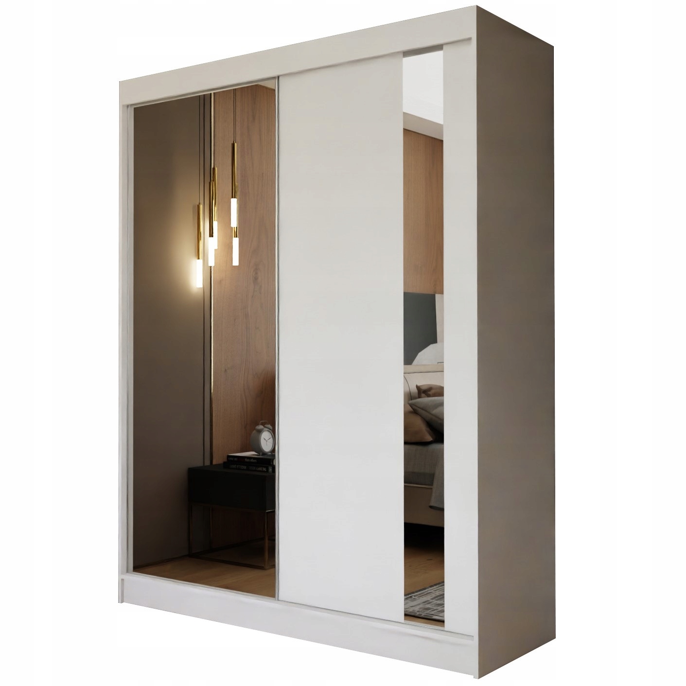 Skříň 160 cm se zrcadlem Skříň Dvoudveřová Bílá