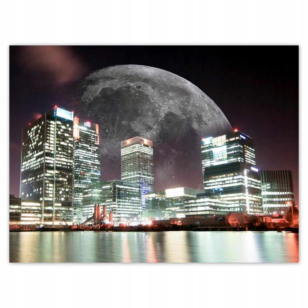 

Plakat 40x30 Miasto nocą Księżyc