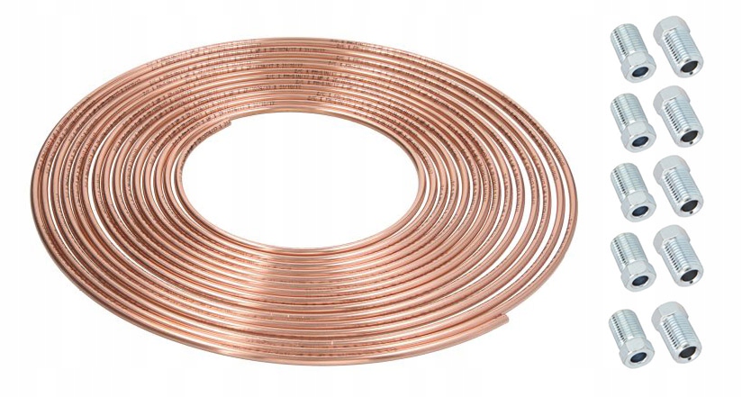 

Rurka miedziana przewód hamulcowy 10m +10 końcówek