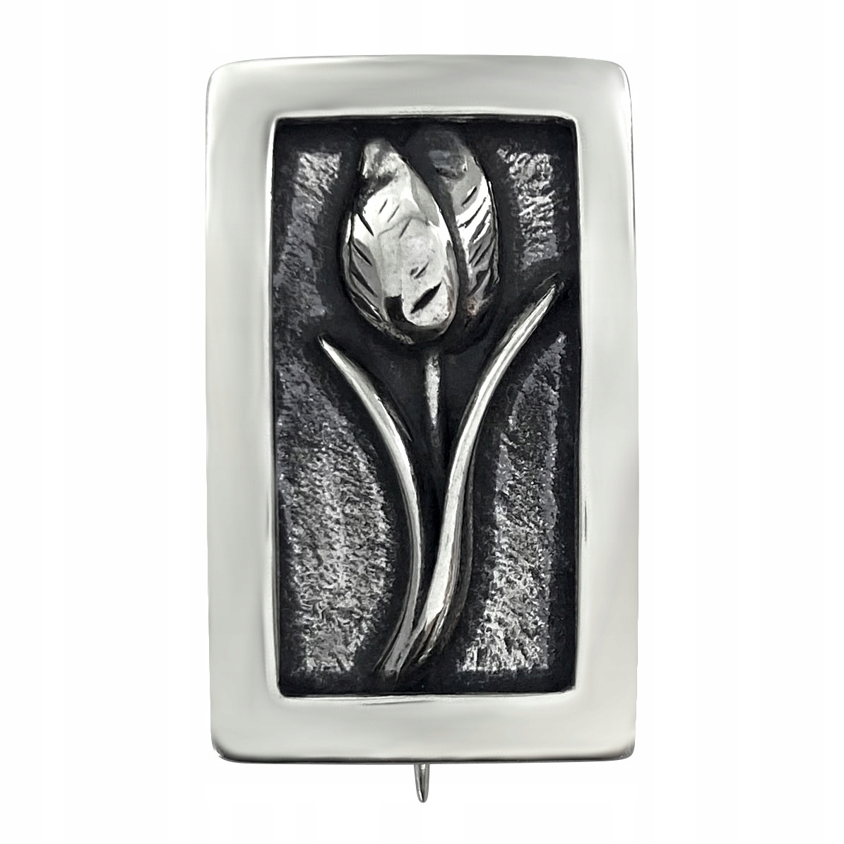 Krásná Oxidovaná Brož Tulipán Stříbro 925 Květ