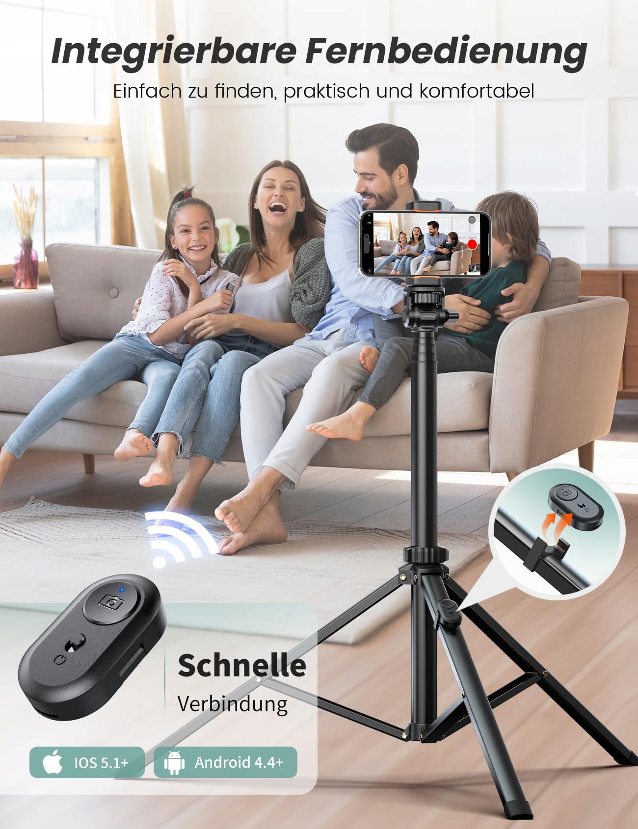 YUMAZLA Statyw Selfie Stick 180cm Do Smartfonów iPhone Samsung — miniatura 7