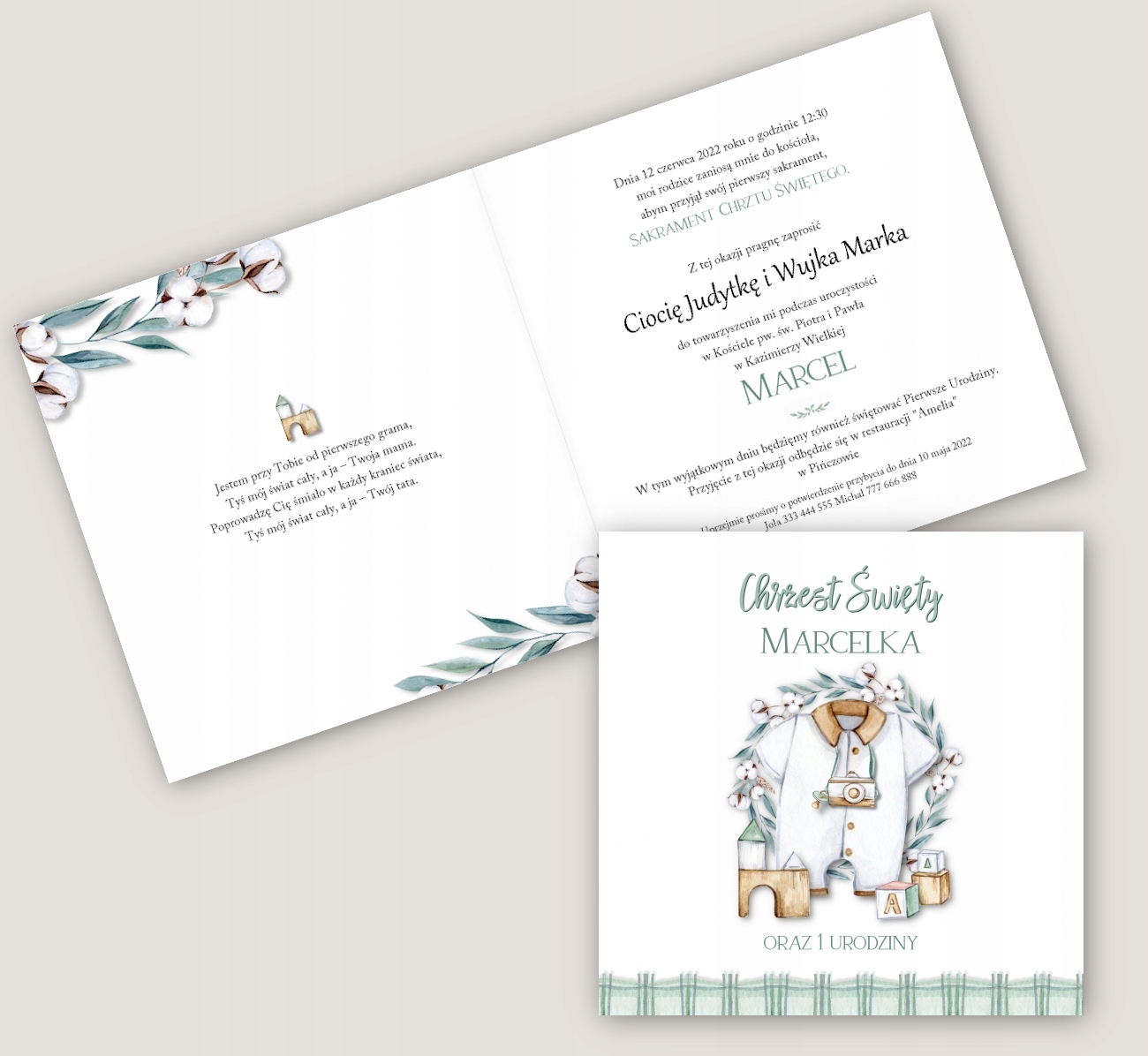 Chrzest i Roczek 2w1- pełna personalizacja ZCC11 Szerokość produktu 14.2 cm