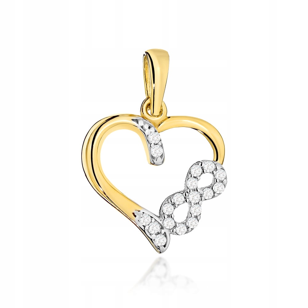 Zlatý přívěsek srdce s nekonečnem 585 0,85 g, dvoubarevné zlato