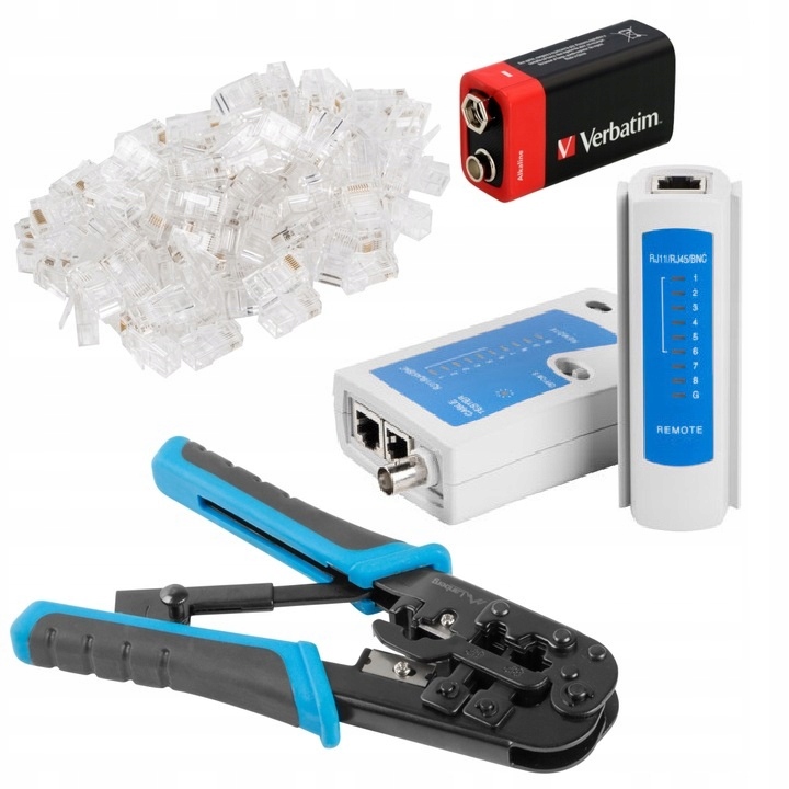 Zaciskarka Tester Euti 50 Wtyk RJ45 Bateria Do Sieci Skrętki KAT.5E