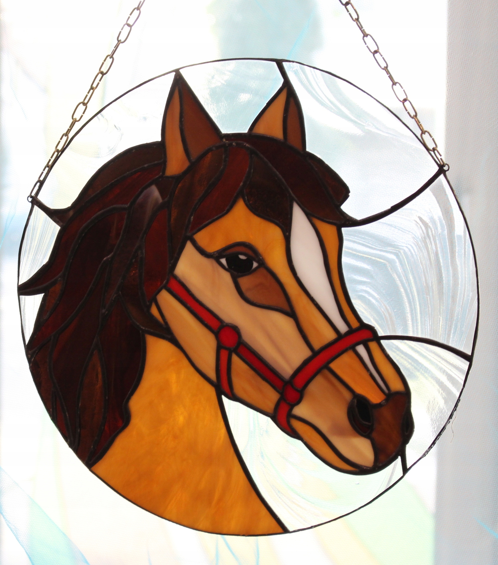 Vitrážový kůň Tiffany závěsný dárek, ozdoba