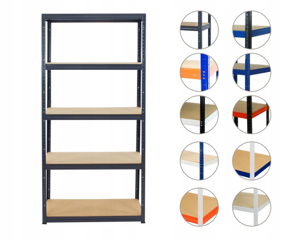 Kovový regál, skladový garážový regál Helios premium 180x075x60 5x400 kg