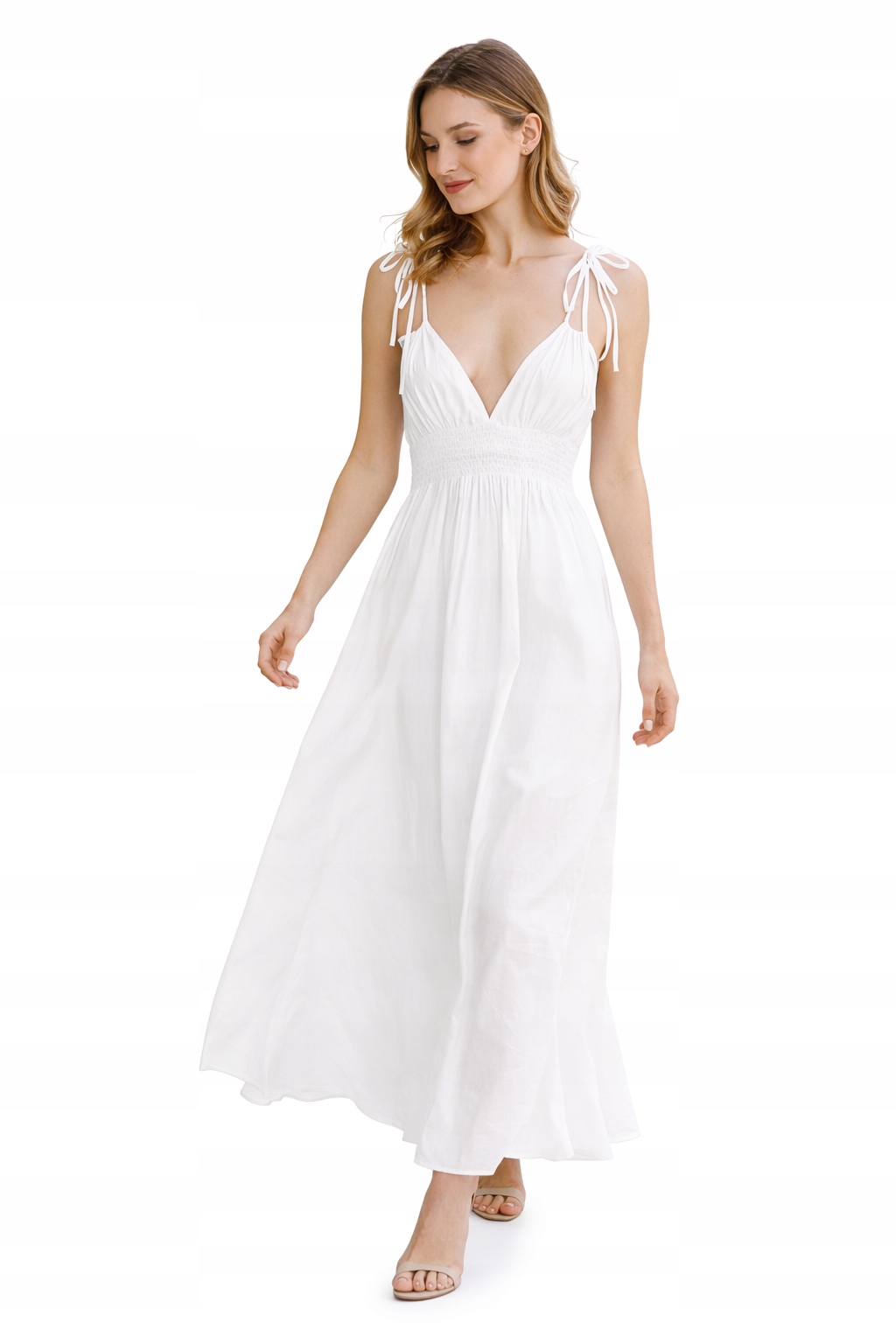 Dámské bílé Šaty Hugo s ramínky, maxi, velikost 36 I1B