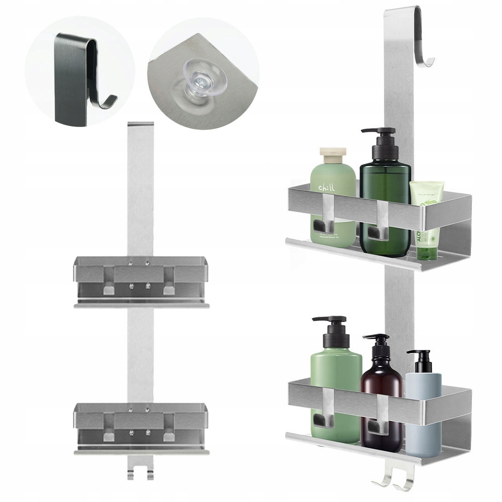 Koupelnová Polička Pod Kuchyňskou Sprchu, Závěsná, 2-VRSTVÁ, Stříbrná