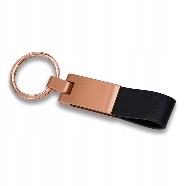 ELEGANCKI BRELOK METALOWY RÓŻOWE ZŁOTO - CZARNA EKOSKÓRA ROSA + PUDEŁKO Marka bez marki