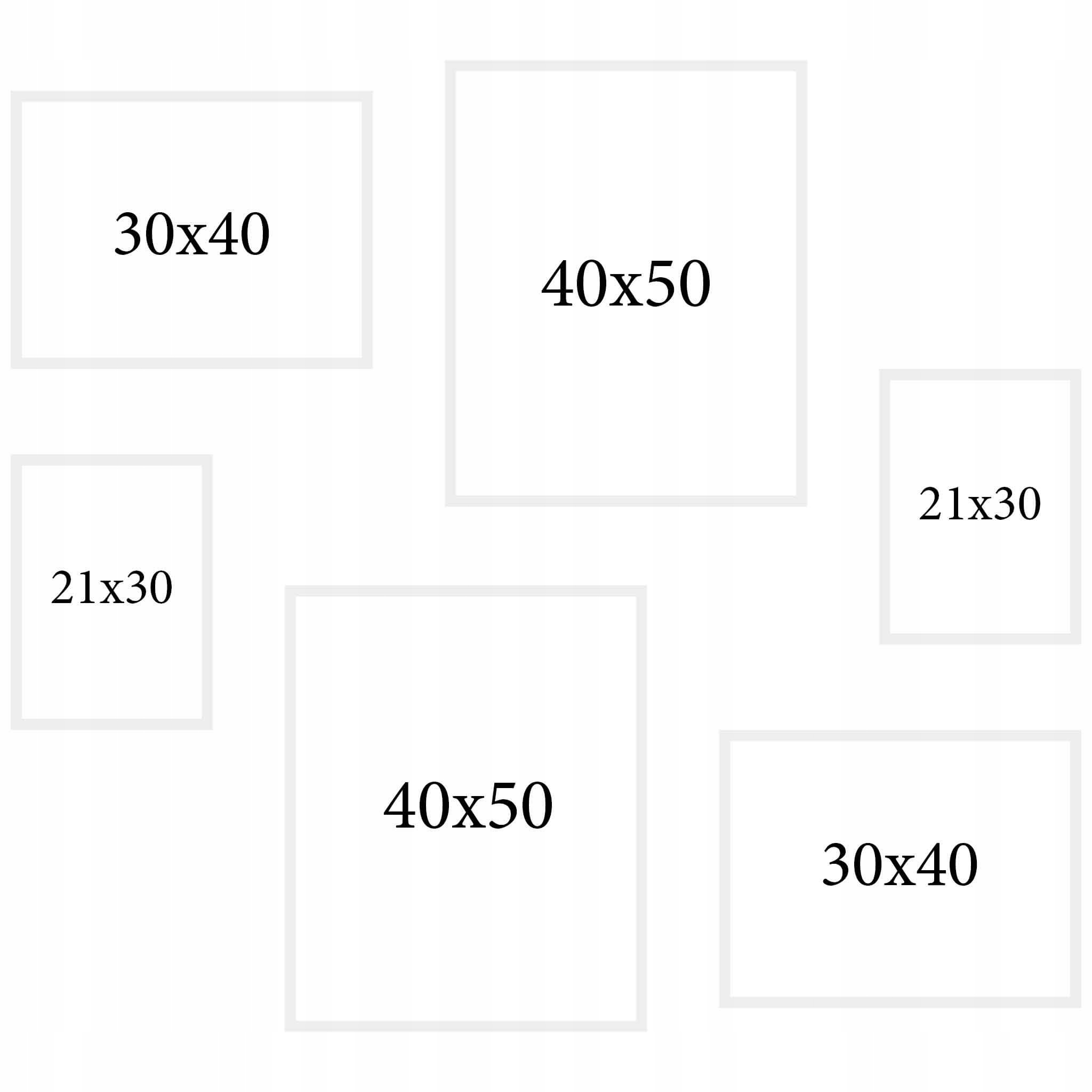 Bílé rámečky na fotografie sada 6 Ks 40×50 30×40 A4