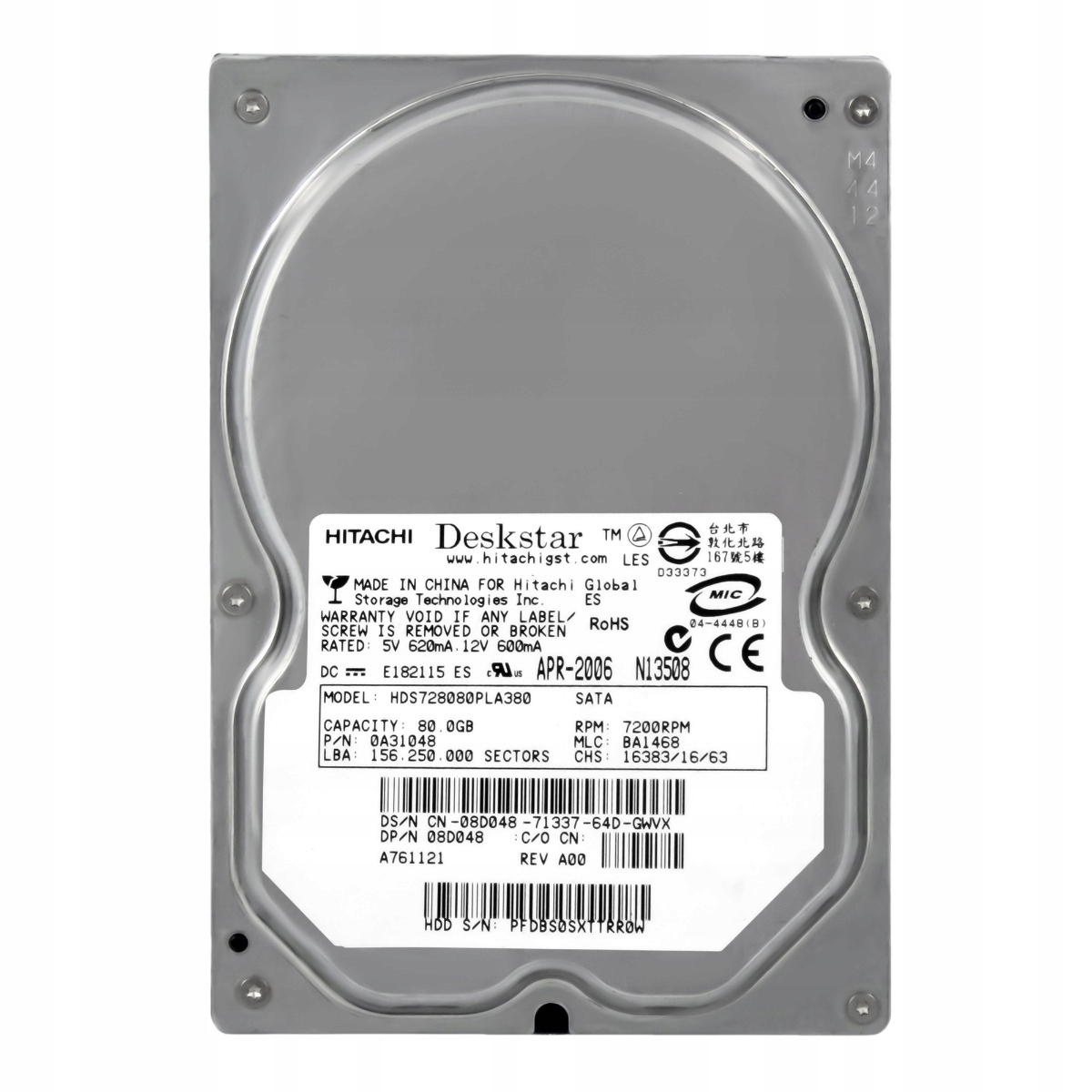 Dell 08D048 80GB 7.2K 8MB Sata II 3.5'' HDS728080PLA380