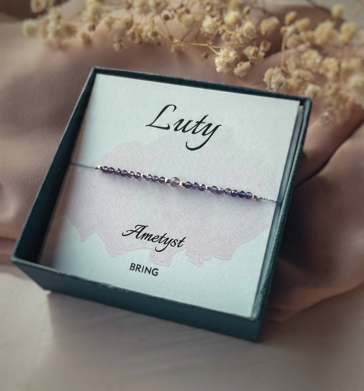 

Bransoletka Kamień Urodzeniowy Luty srebrna