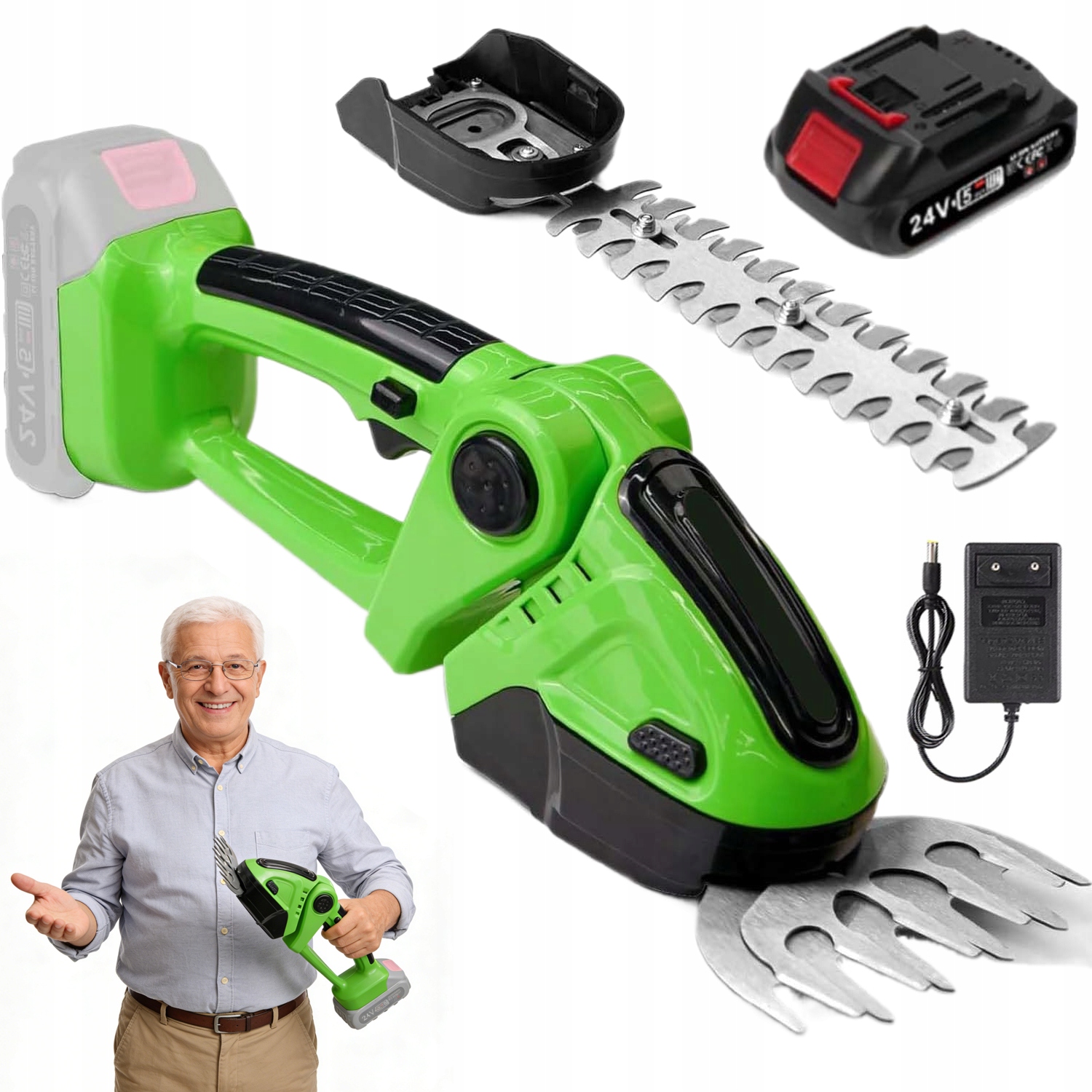 Akumulátorové Nůžky S 90° Nastavitelným Úhlem 13.5 CM 24 V Sada XXL Aku