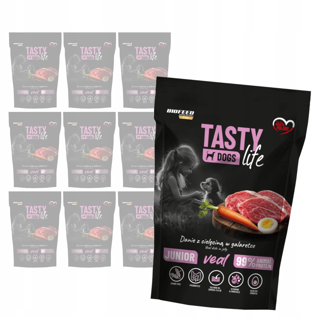 Levně Biofeed Tasty Dogs Life Junior Telecí 10x500g Vlhké Krmivo pro štěňata