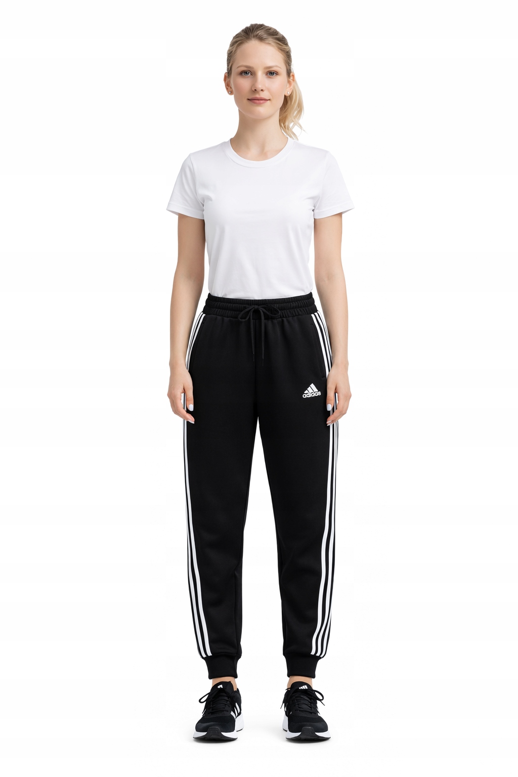 Adidas Dámské Jednoduché Tepláky S Bílými Pruhy, Velikost I3A