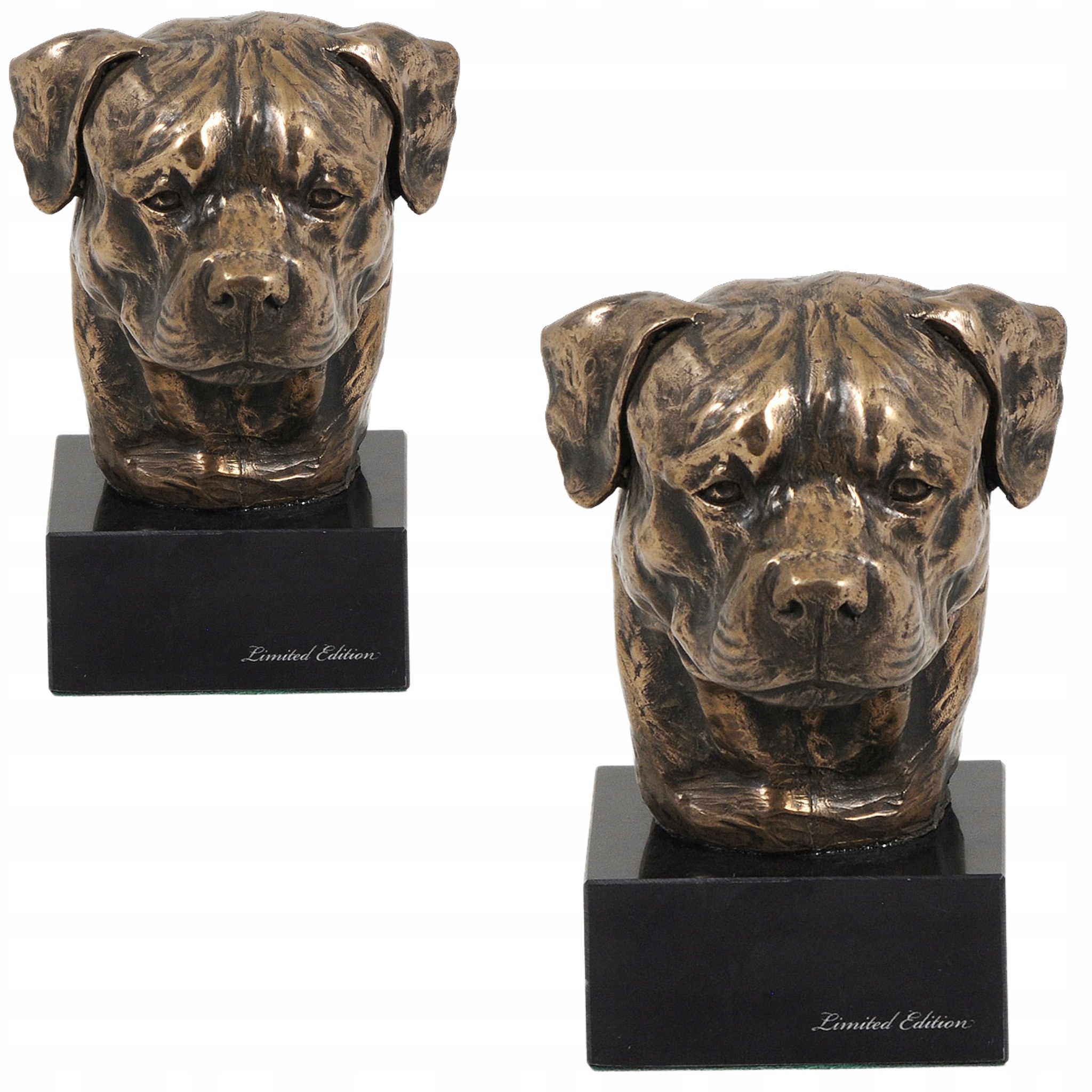 Rottweiler statuetka psa, popiersie na kamiennej podstawie, rzeźba, trofe