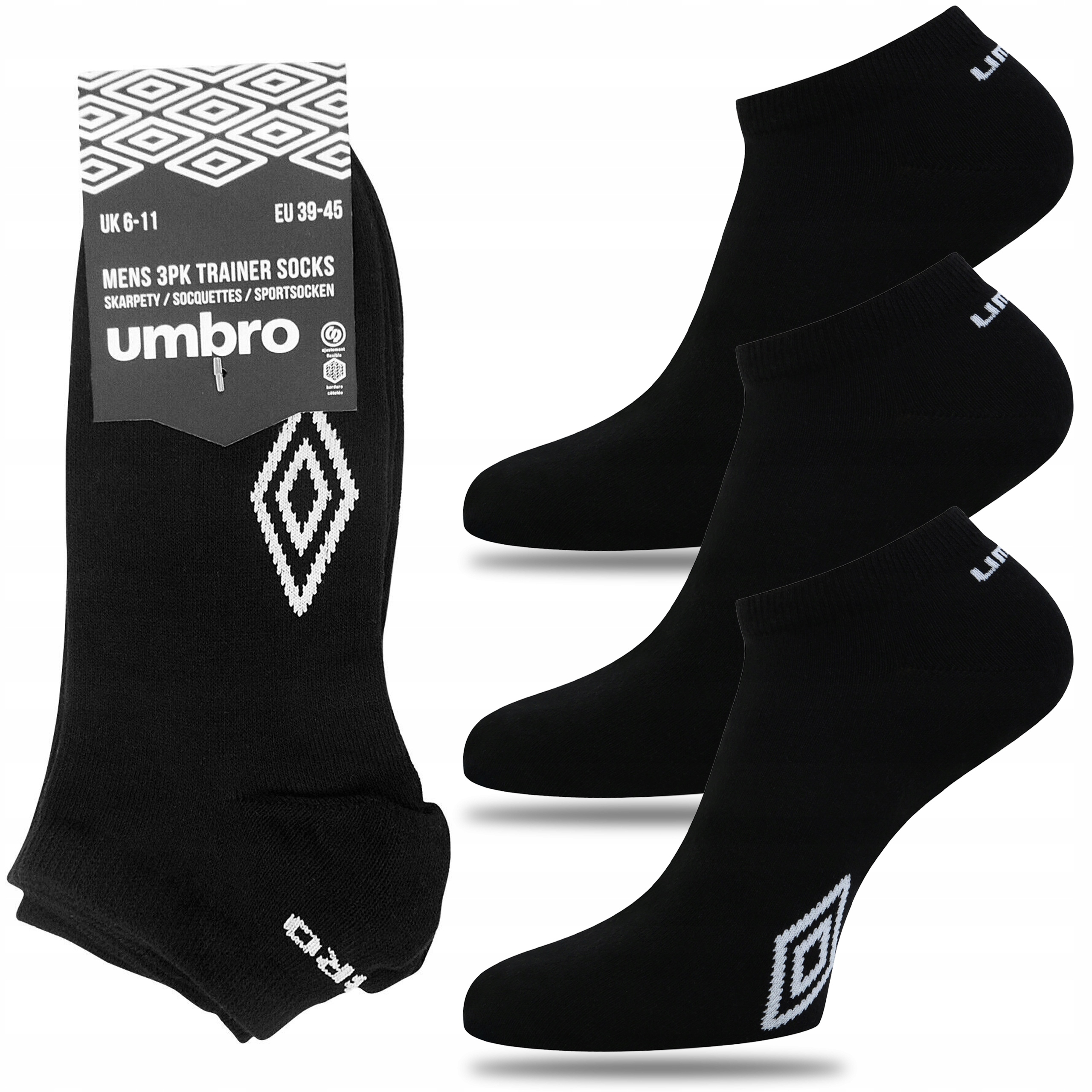 Ponožky bavlněné Kotníkové Ponožky 3-PAK sportovní Umbro Sneaker 43-46