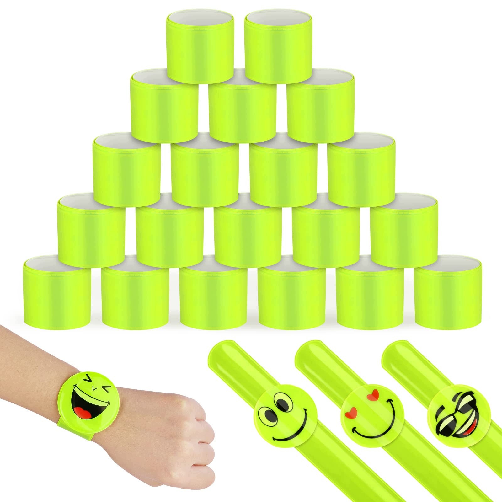 Bransoletki Odblaskowe 22CM 20 Sztuk Fluorescencyjne Zielone Bezpieczeństwo
