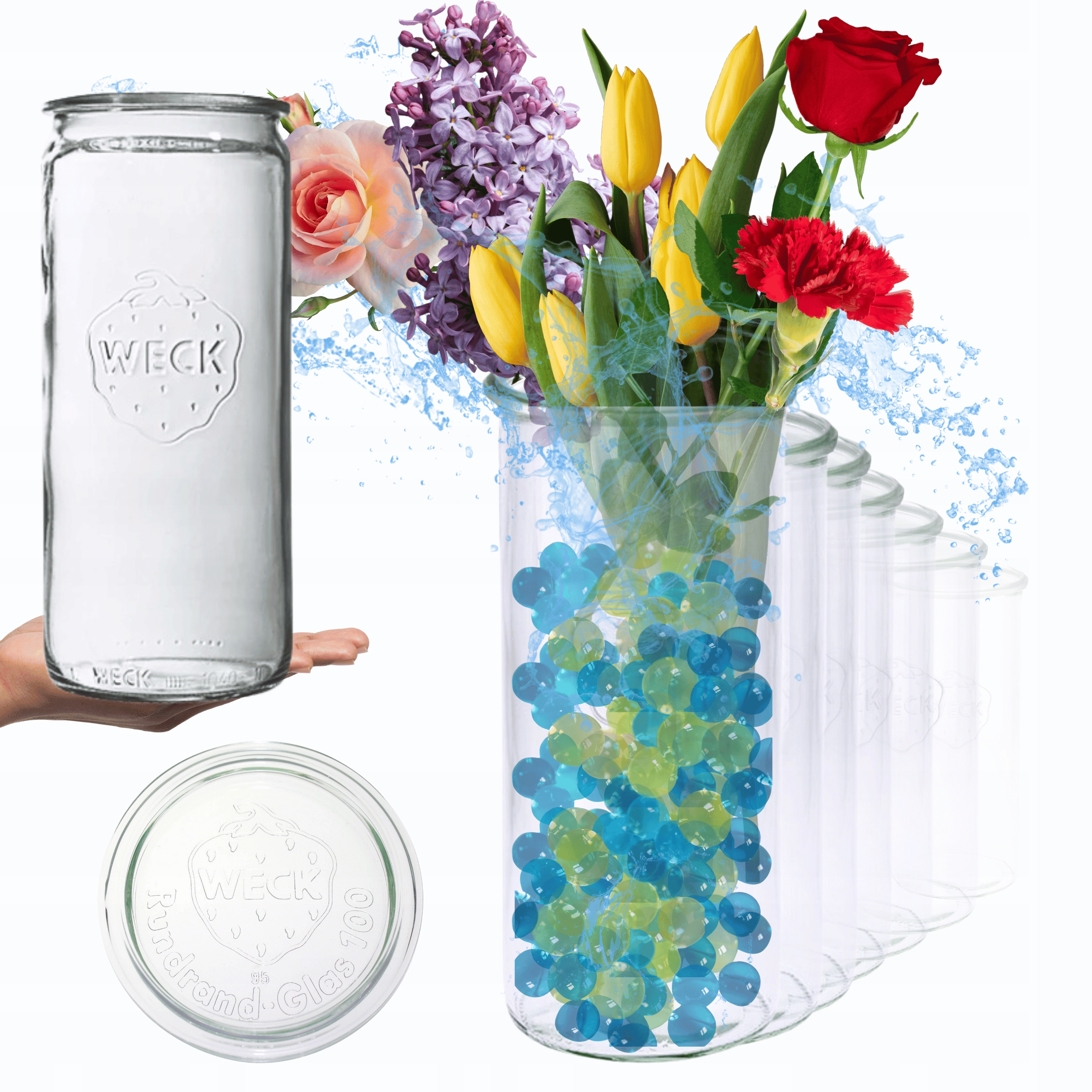 Poháre Weck 1575 1,575 l poháre váza Mold veľké sklo 12ks Cylinder pevné