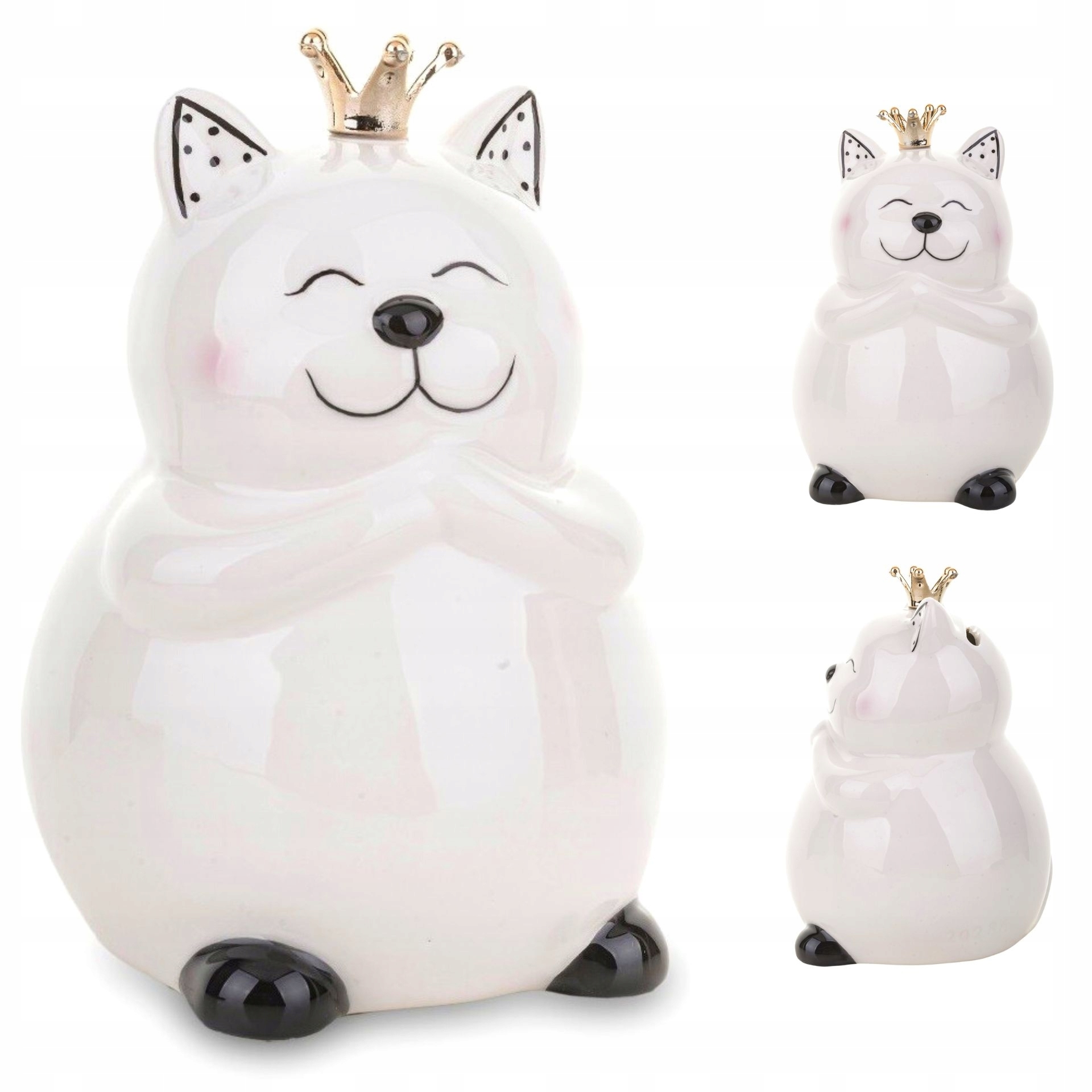 

Skarbonka Kotek Otwierana Ceramika Biała Duża 14cm