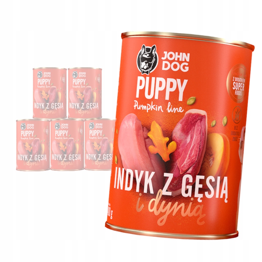 John Dog Pumpkin Krmivo mokré pro štěňata Krůta Husa s dýní 6x400g