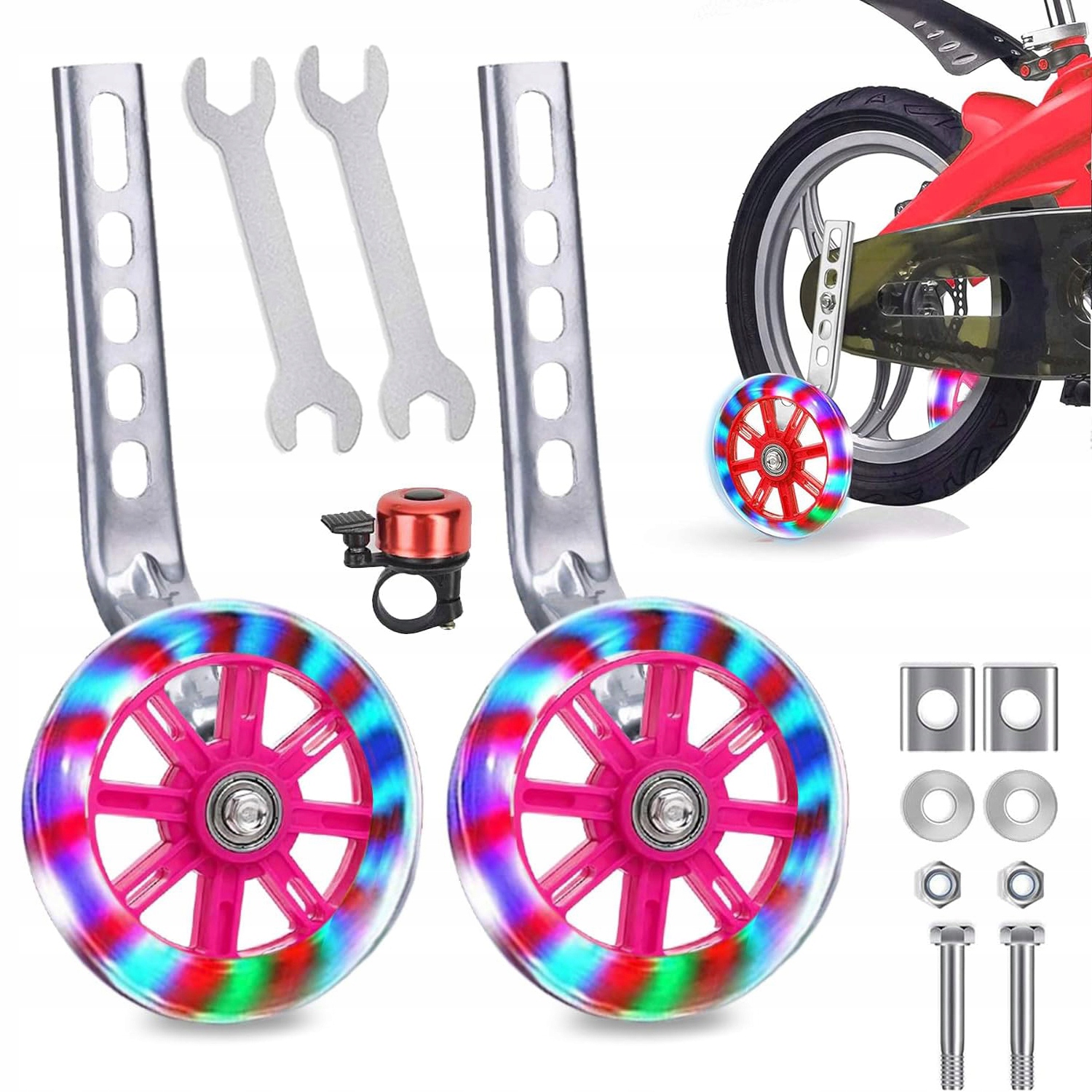 KÓŁKA BOCZNE LED DO ROWERU 12-20" BROKAT STABILIZATORÓW DO ROWERKA Marka bez marki