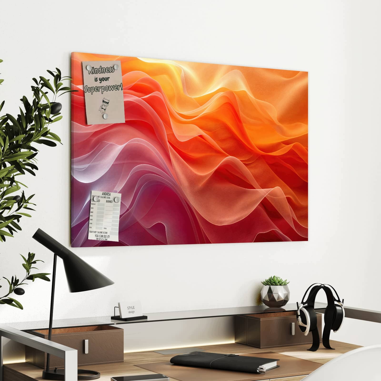 Magnetická tabule Jemné Vír barev 90 × 60 cm