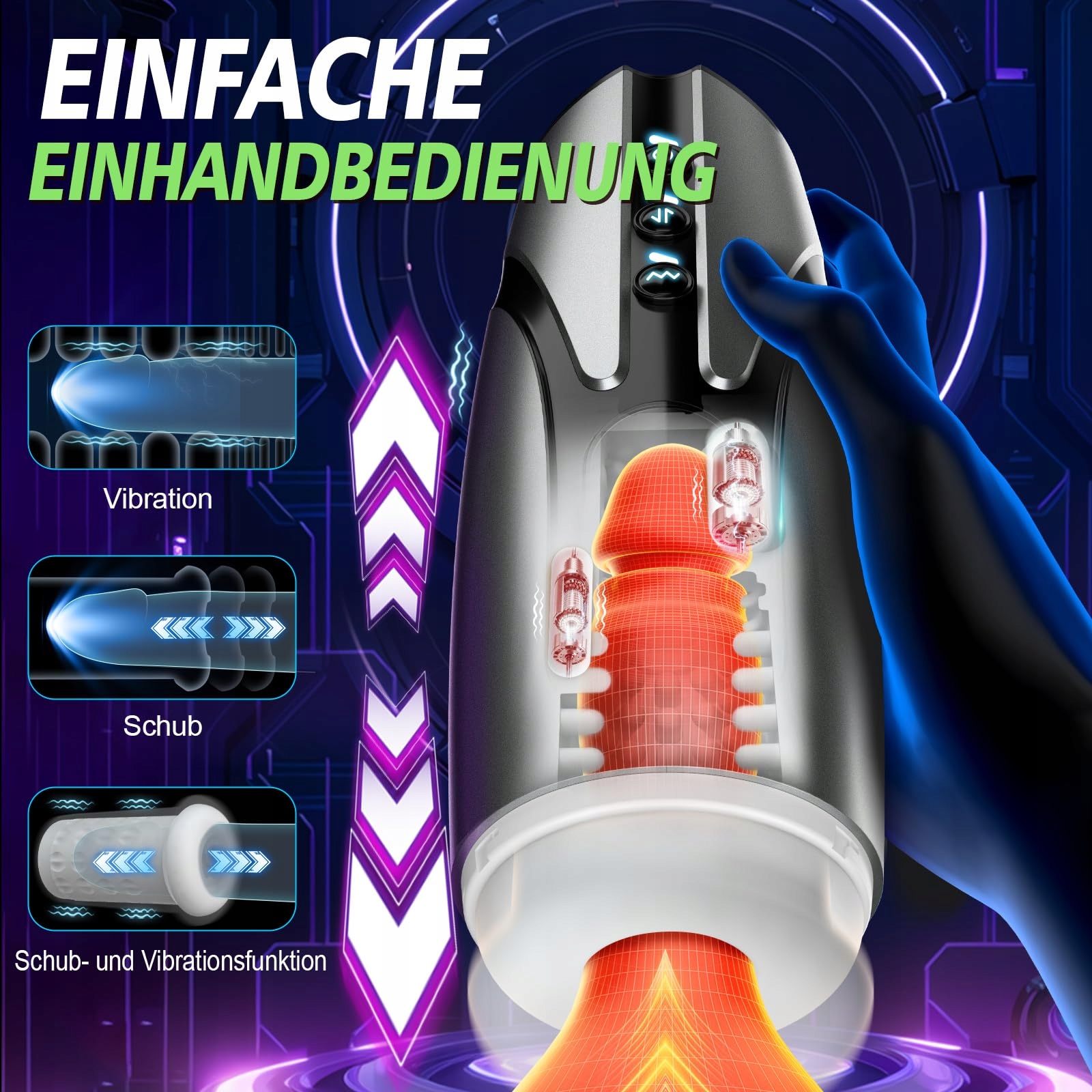 FANTASY Elektroniczny Masturbator Dla Mężczyzn Z Wibracjami I Teleskopem — miniatura 5