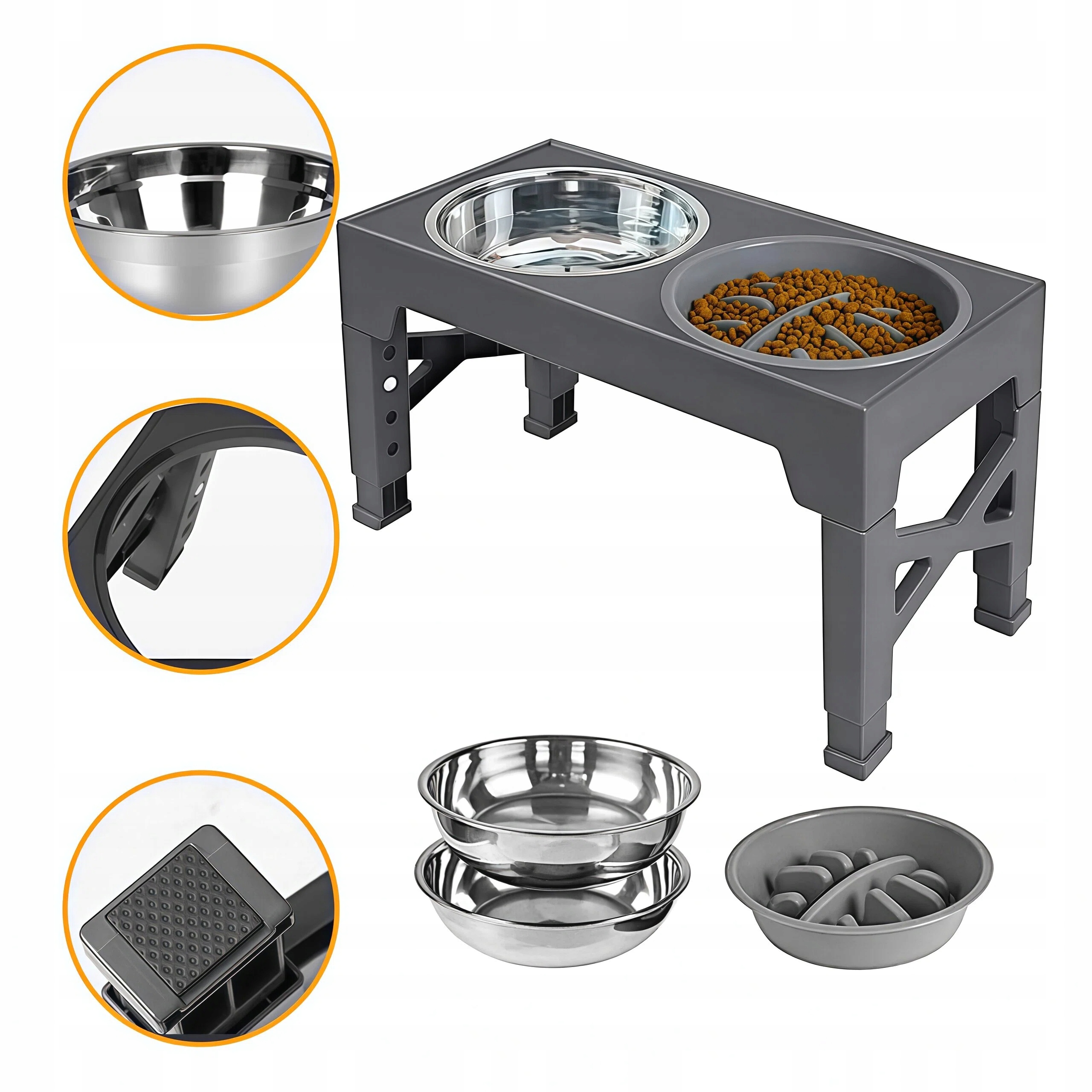Levně Miska Pro Psa 2V1 Kompletní Sada 2 Misky Nastavitelný Zpomalovač
