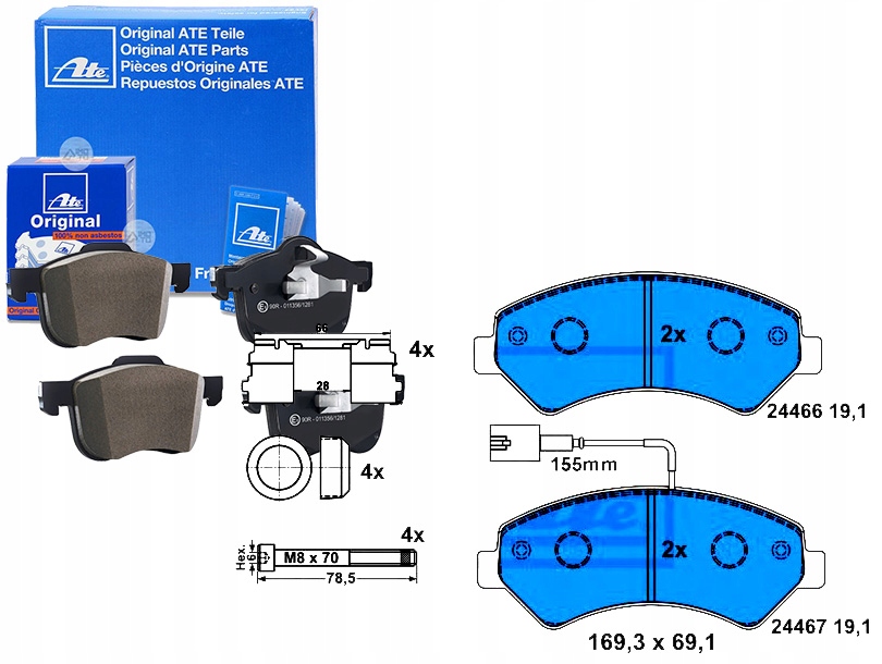 Brzdové Destičky Fiat Přední Ducato 06- Nabíjení 1600 Kg Asistent Kolize #34