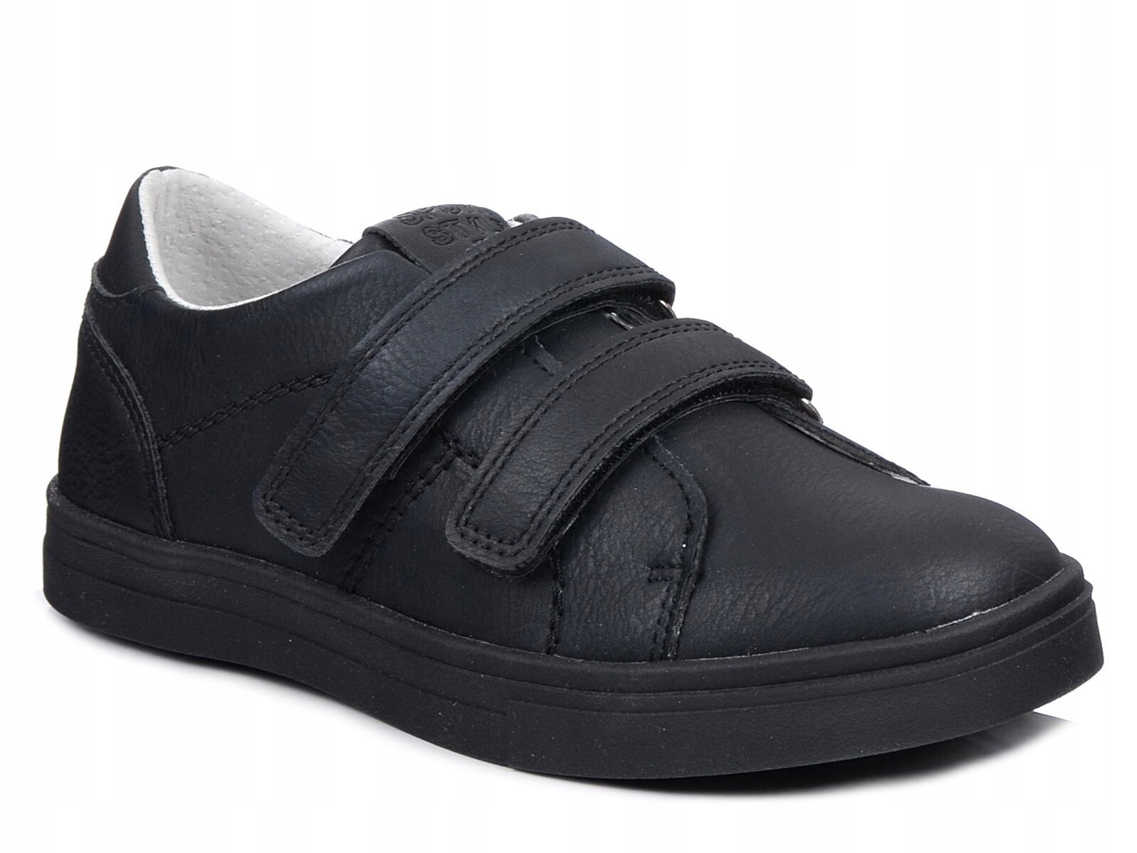 Buty chłopięce sportowe na rzepy skórzana wkładka czarne Wojtyłko 22021 31
