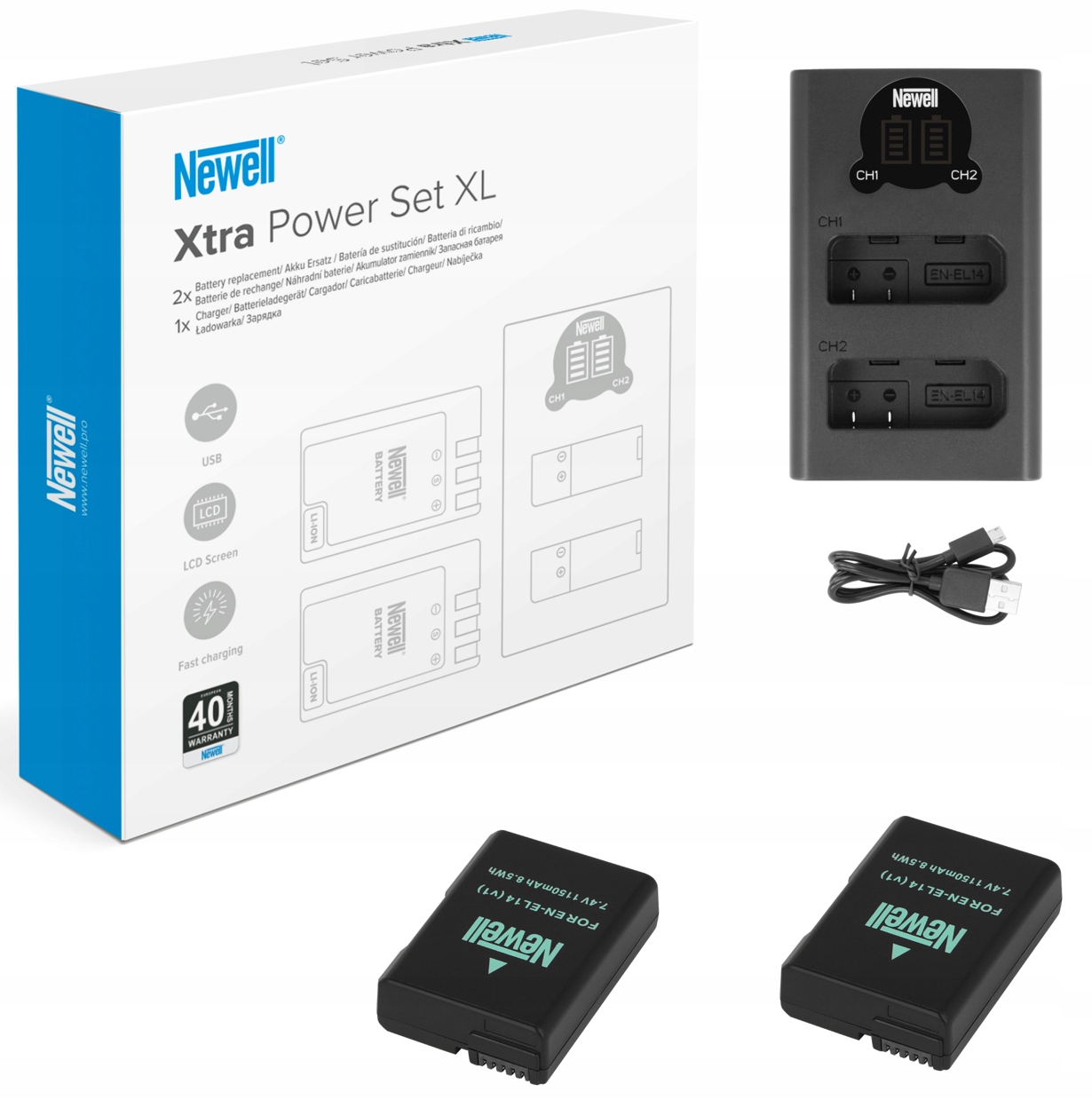 

Newell Set XL Ładowarka 2 Akumulatory EN-EL14