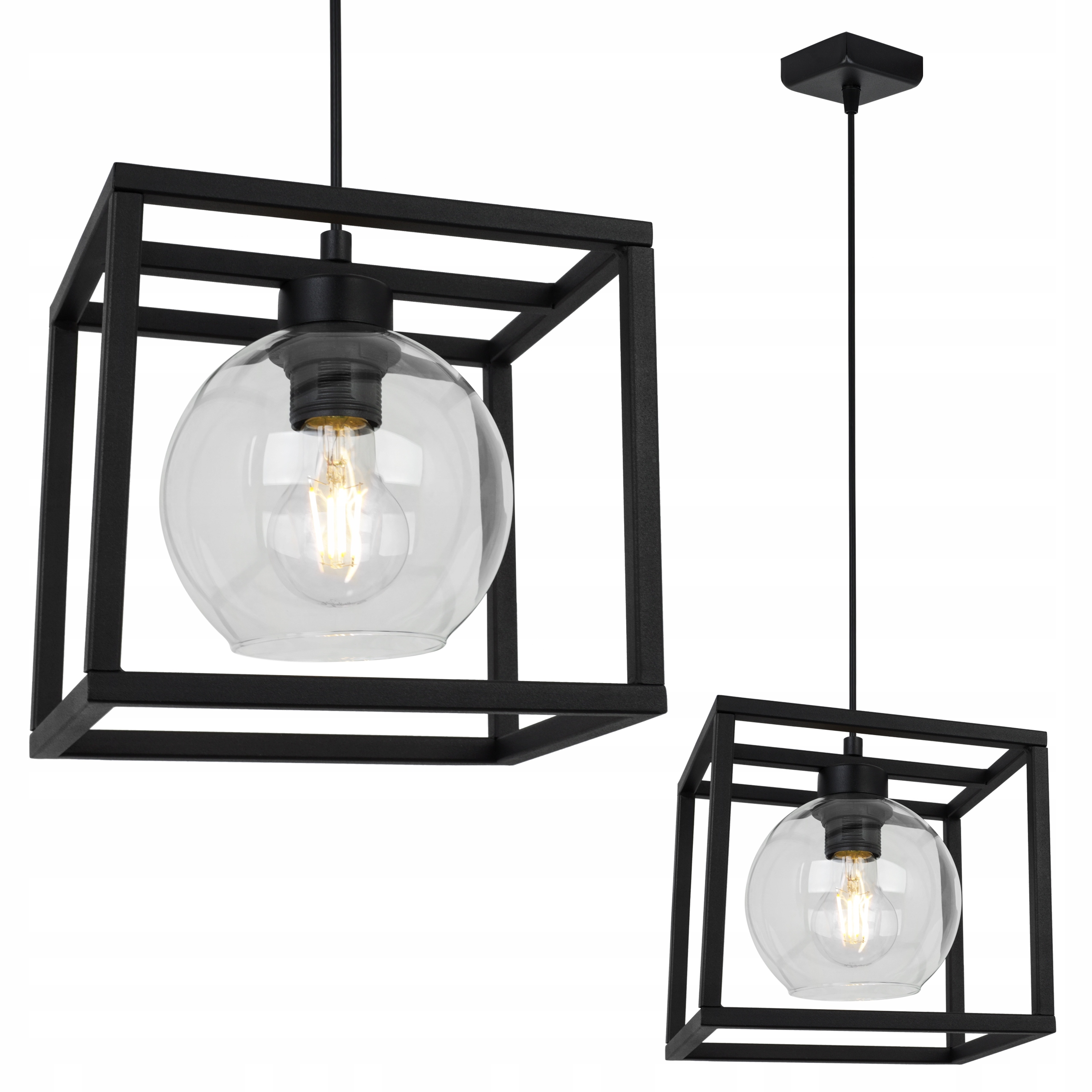 Závěsné Stropní Svítidlo Lustr Jedna Klec Elegantní Skleněná Koule