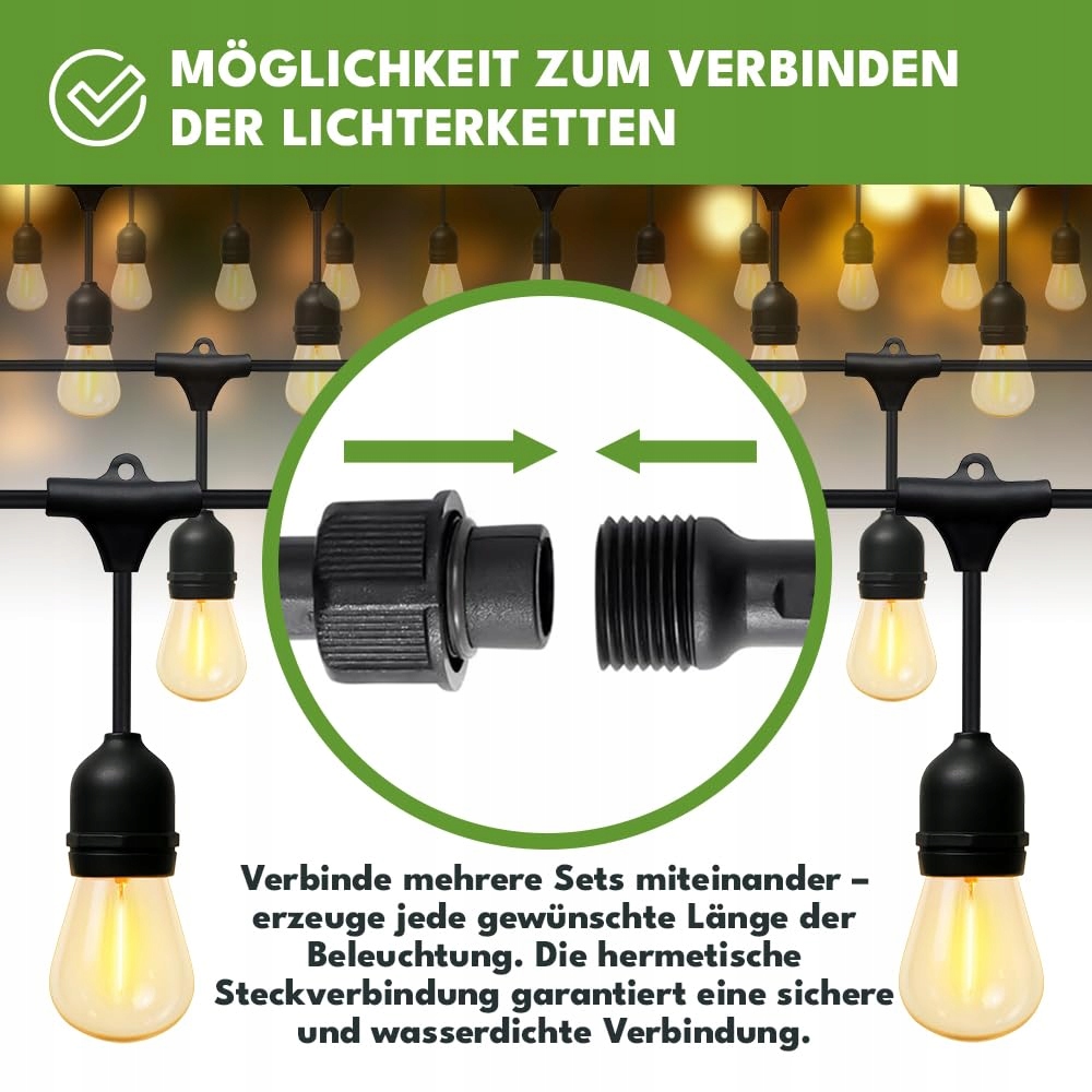 KRUMAD Lampa LED Zewnętrzna 20m E27 Ciepła Biała IP44 Ogród Balkon Taras — miniatura 3