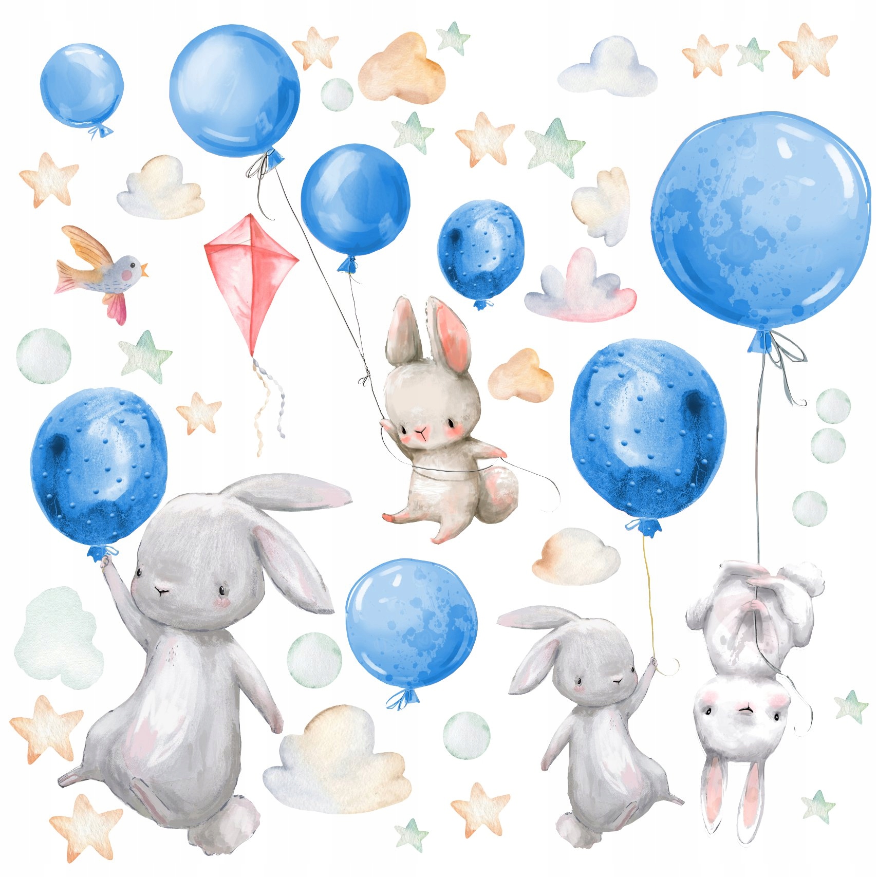 

Naklejki na ścianę Króliczki balony dzieci niebies