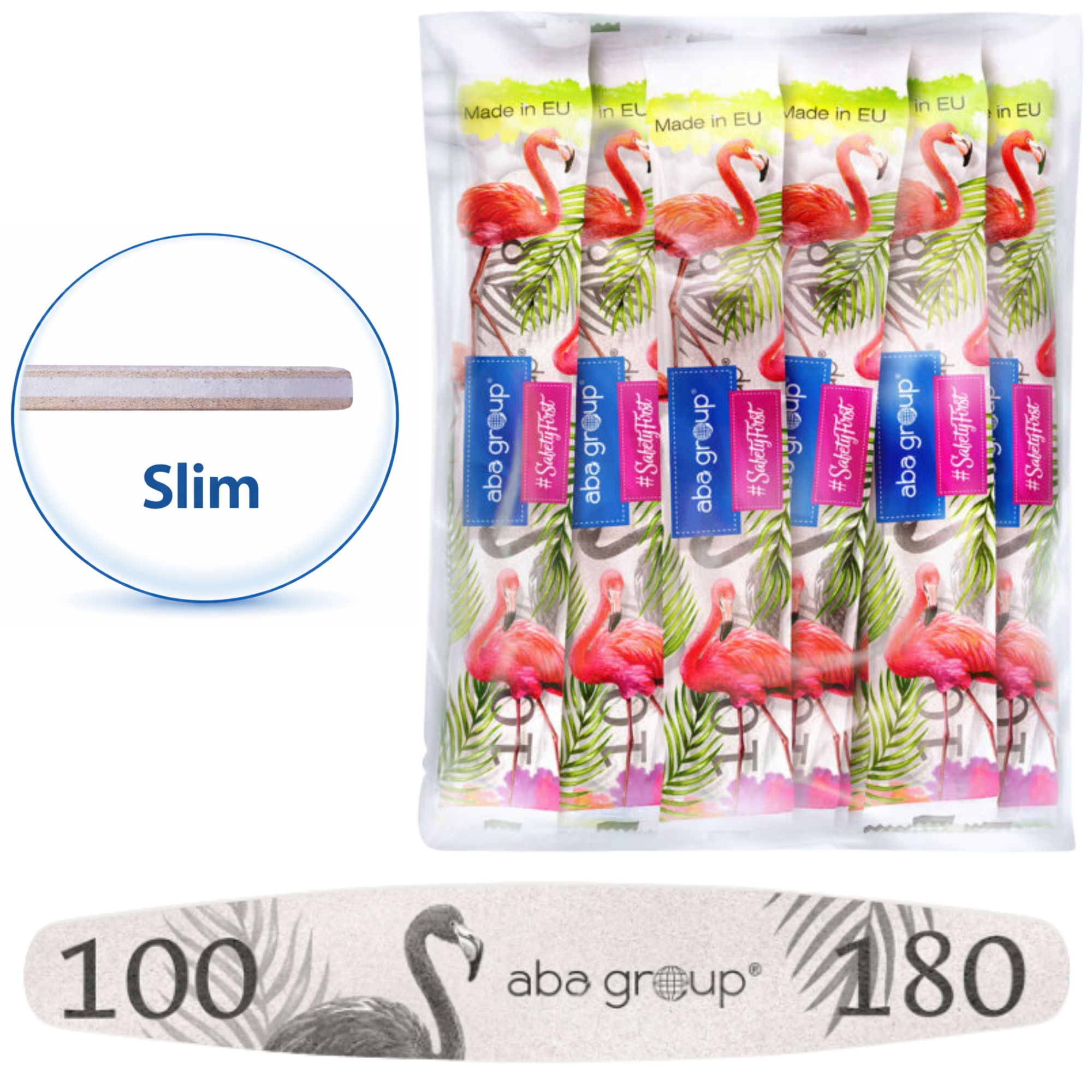 Aba Group Bezpečný balíček pilník na nehty 100 ks Elipsa Slim 100/180