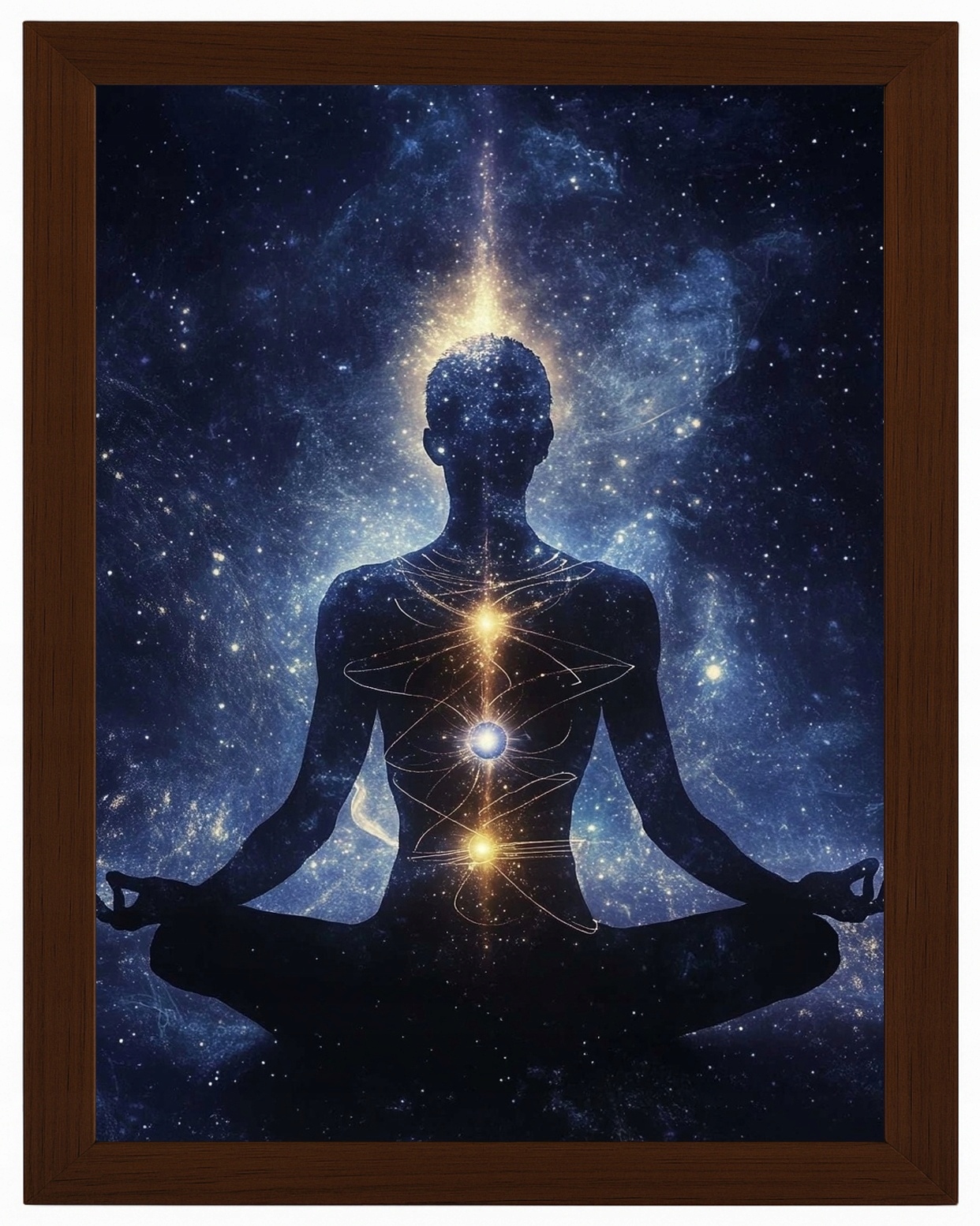 Plakát Rámeček Dřevo Postava Lotos Meditace Čakra Zen Harmonie 60x80