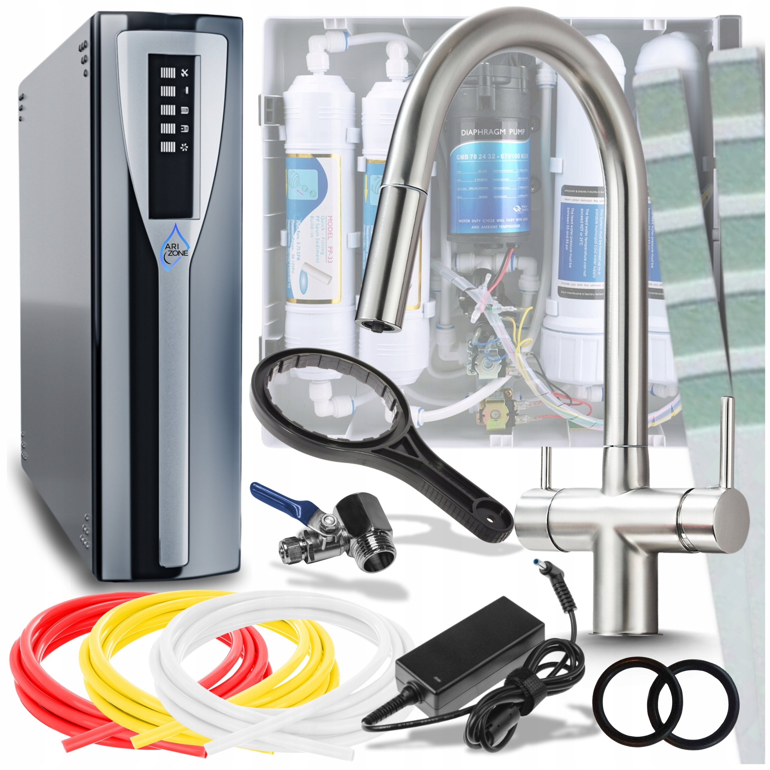 Systém filtrování vody Nanofiltr Baterie Stříbrná Třícestná kohoutková baterie do kuchyně