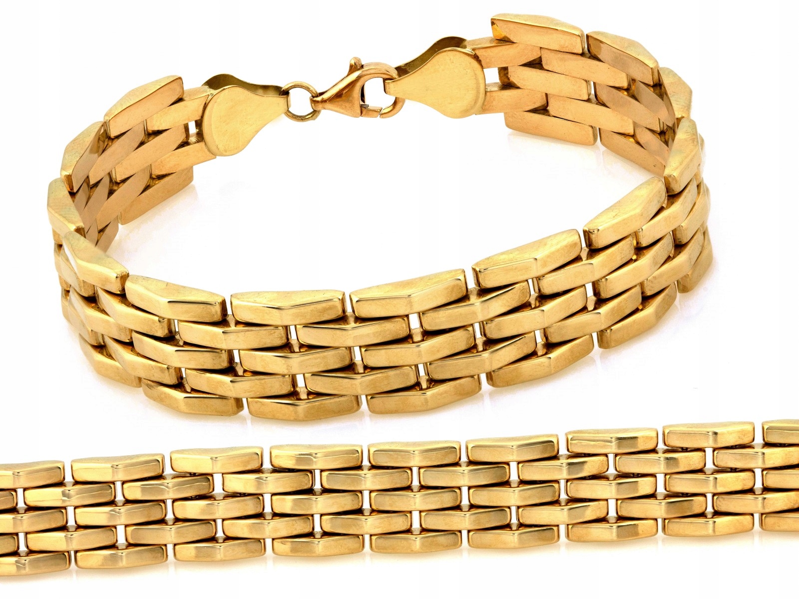 Náramek široký 585 14k zlato 18g elementový lesklý pro ženy, módní