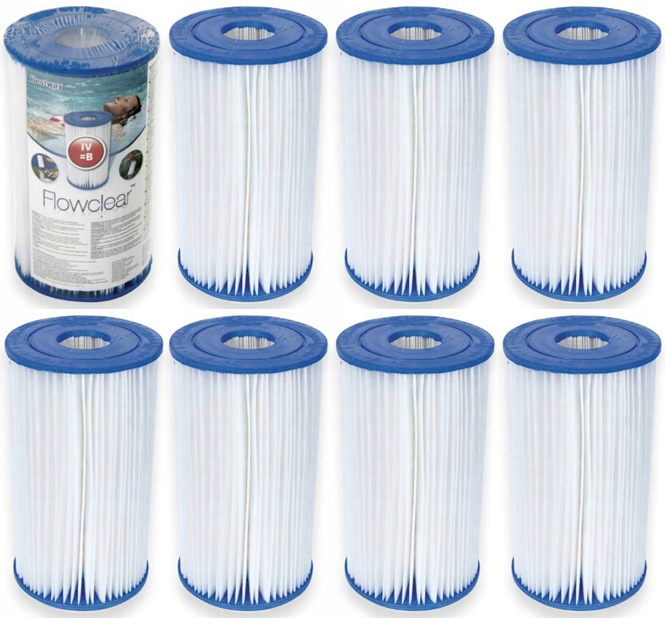 8 X Filtr BESTWAY IV INTEX B Wkład Filtrujacy Filtracyjny Pompa Basen 58095